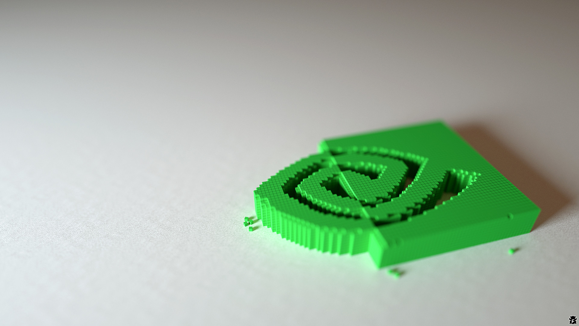 Logo Nvidia, Nvidia, Voxel, Verde, Sfondo bianco, Full HD, wallpaper per portatile