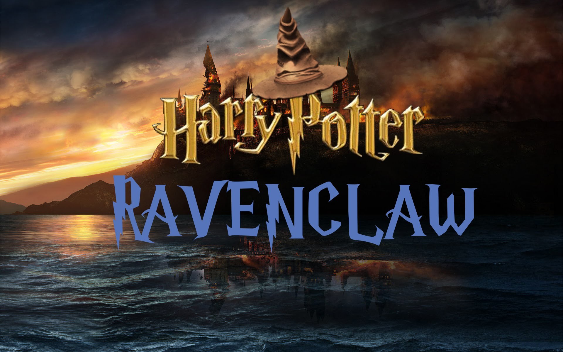 Corvonero, Harry Potter, Tramonto, Mare, Logo, Full HD, wallpaper desktop