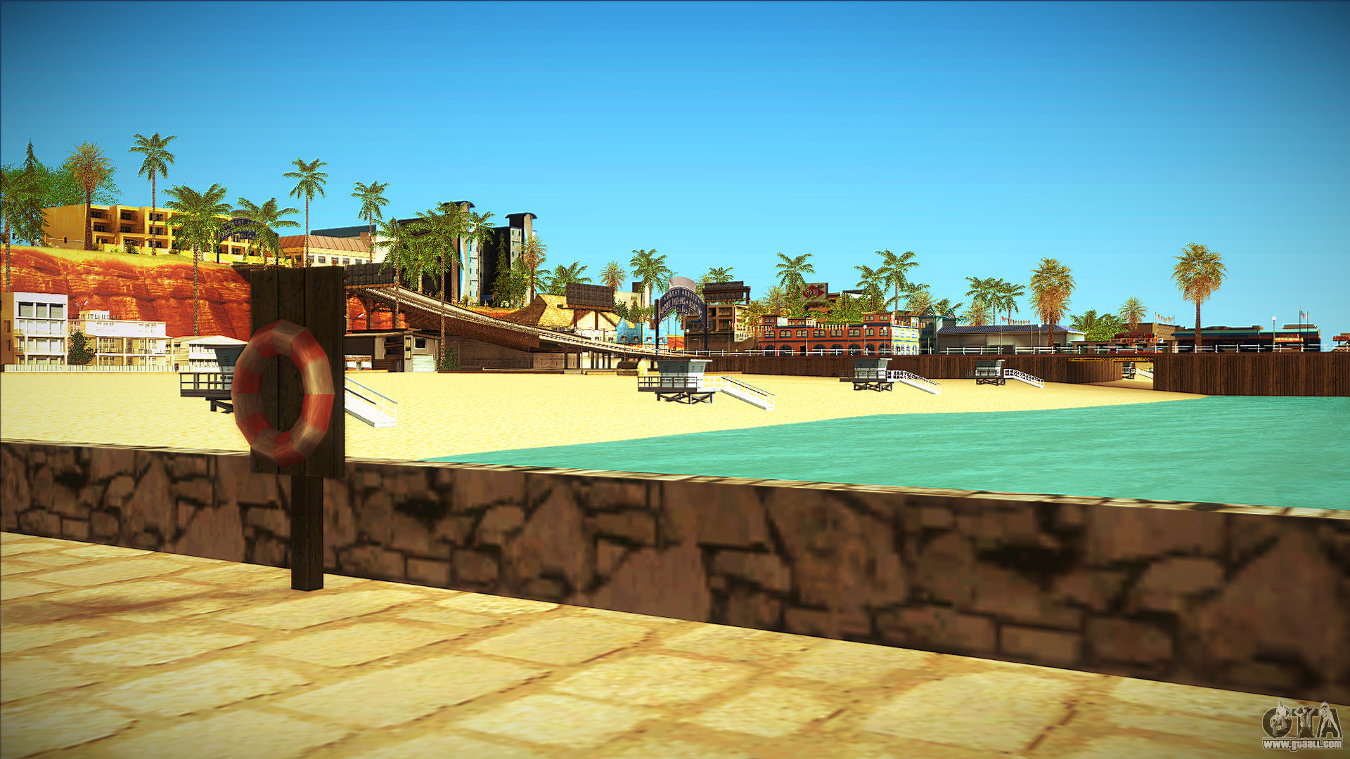 GTA San Andreas, Spiaggia, Palme, Mod grafica, 1920x1080, immagine di sfondo