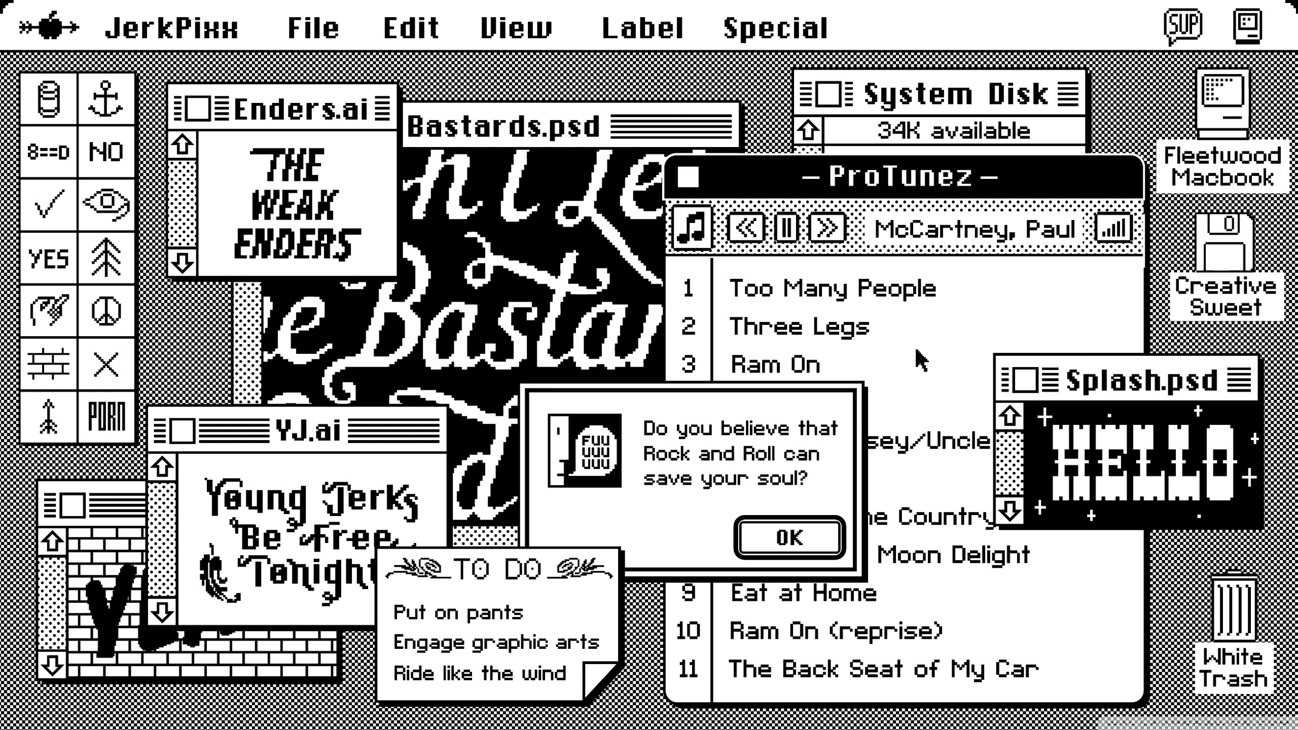 Pixel art, Macintosh, Interfaccia retrò, Bianco e nero, 2K, sfondo per PC