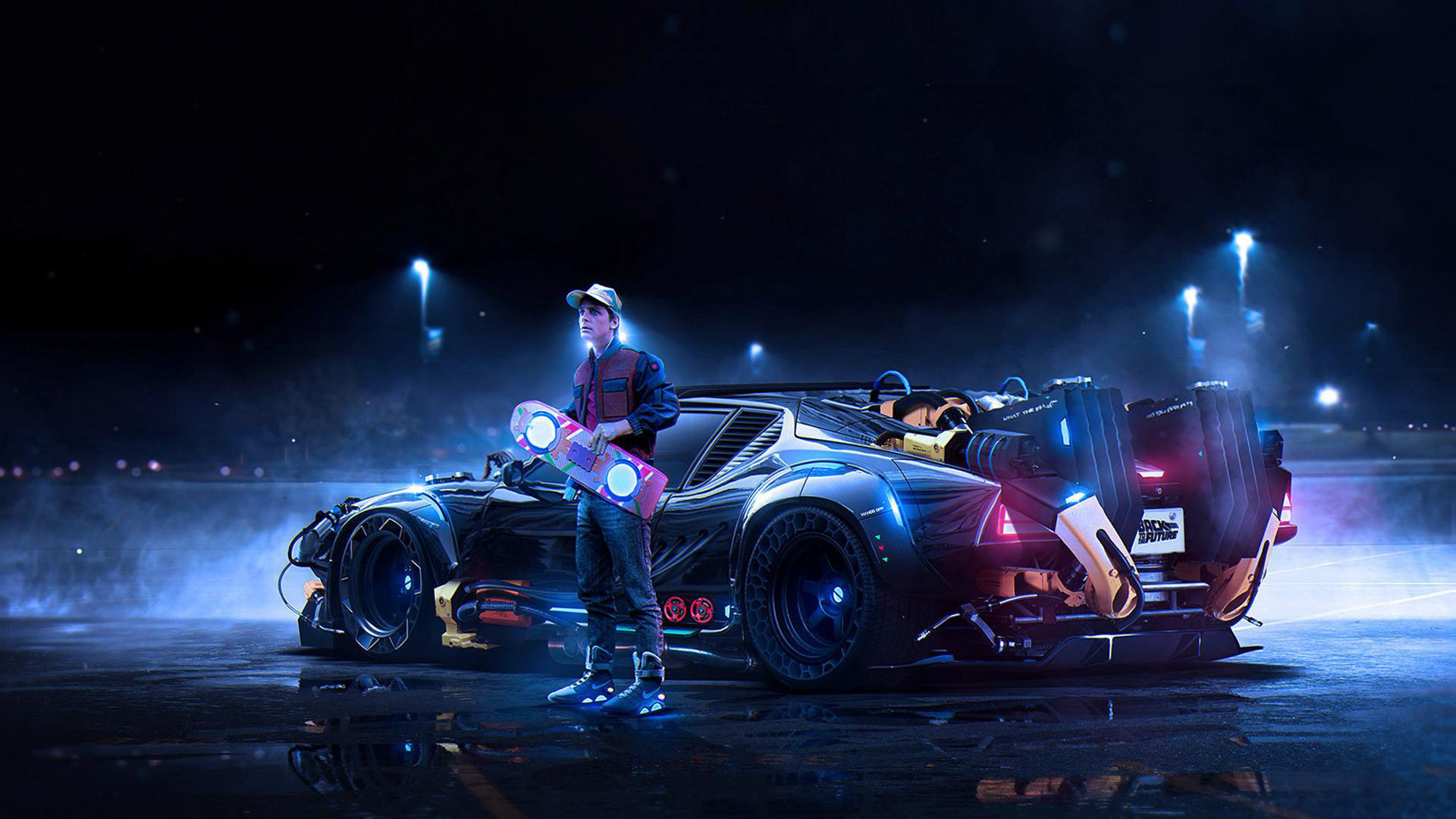 Marty McFly, Ritorno al futuro - Parte II, DeLorean DMC-12, Hoverboard, sfondo Full HD per PC
