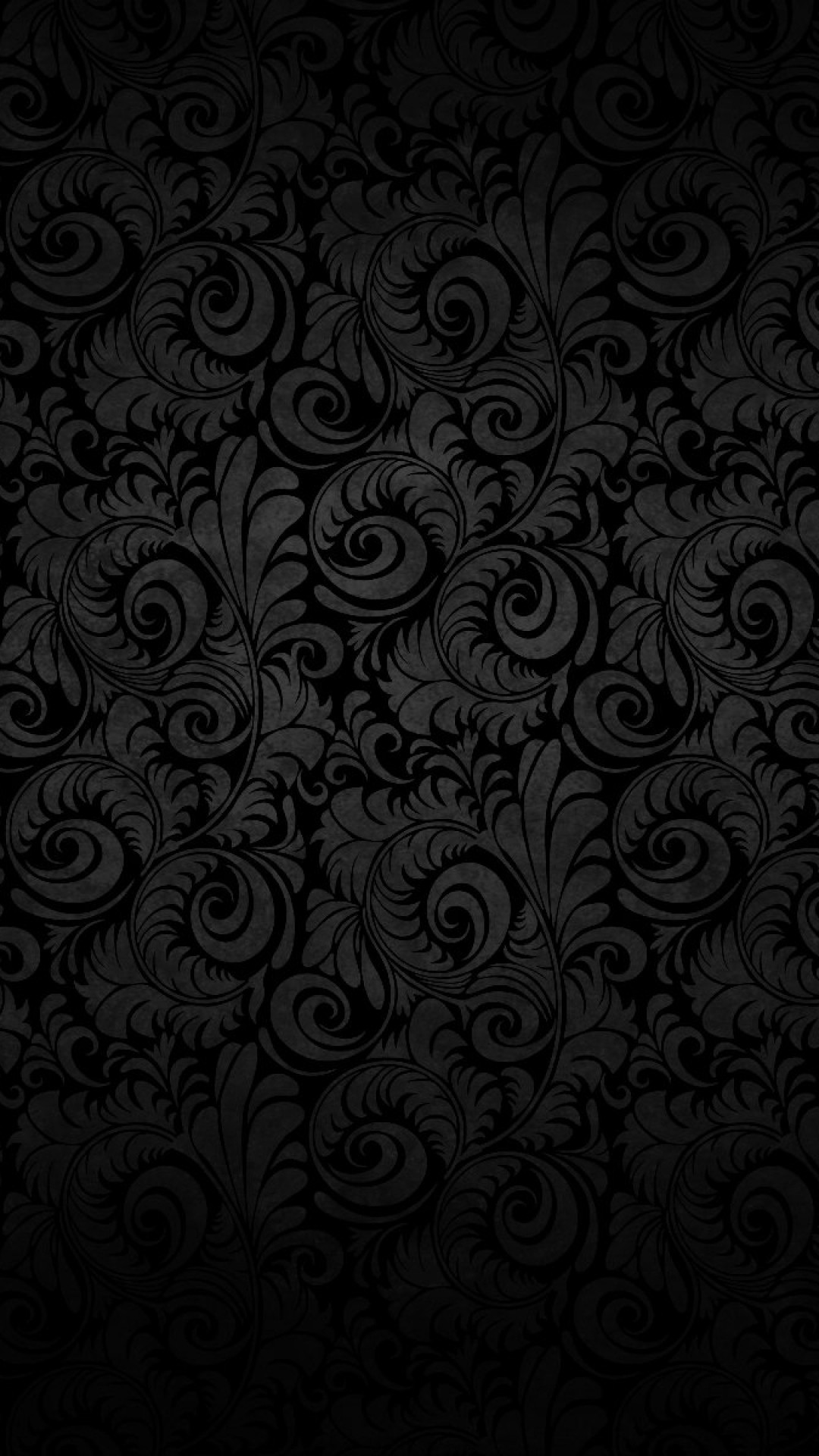 Damascato, Motivo floreale, Texture, Sfondo nero, schermata di blocco iPhone 6S