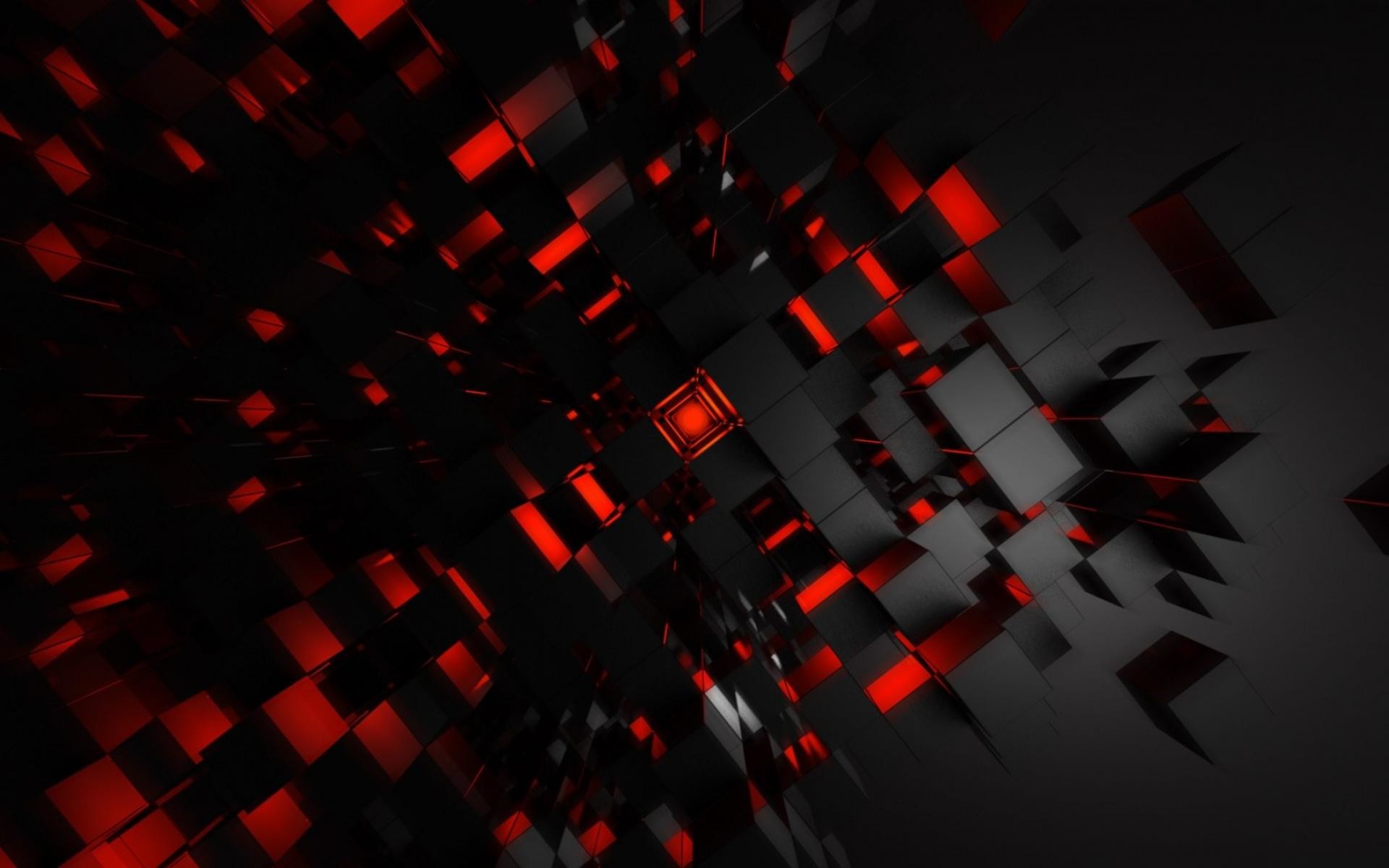 Cubi 3D, Rosso e nero, Astratto, 1920x1200, sfondo per PC