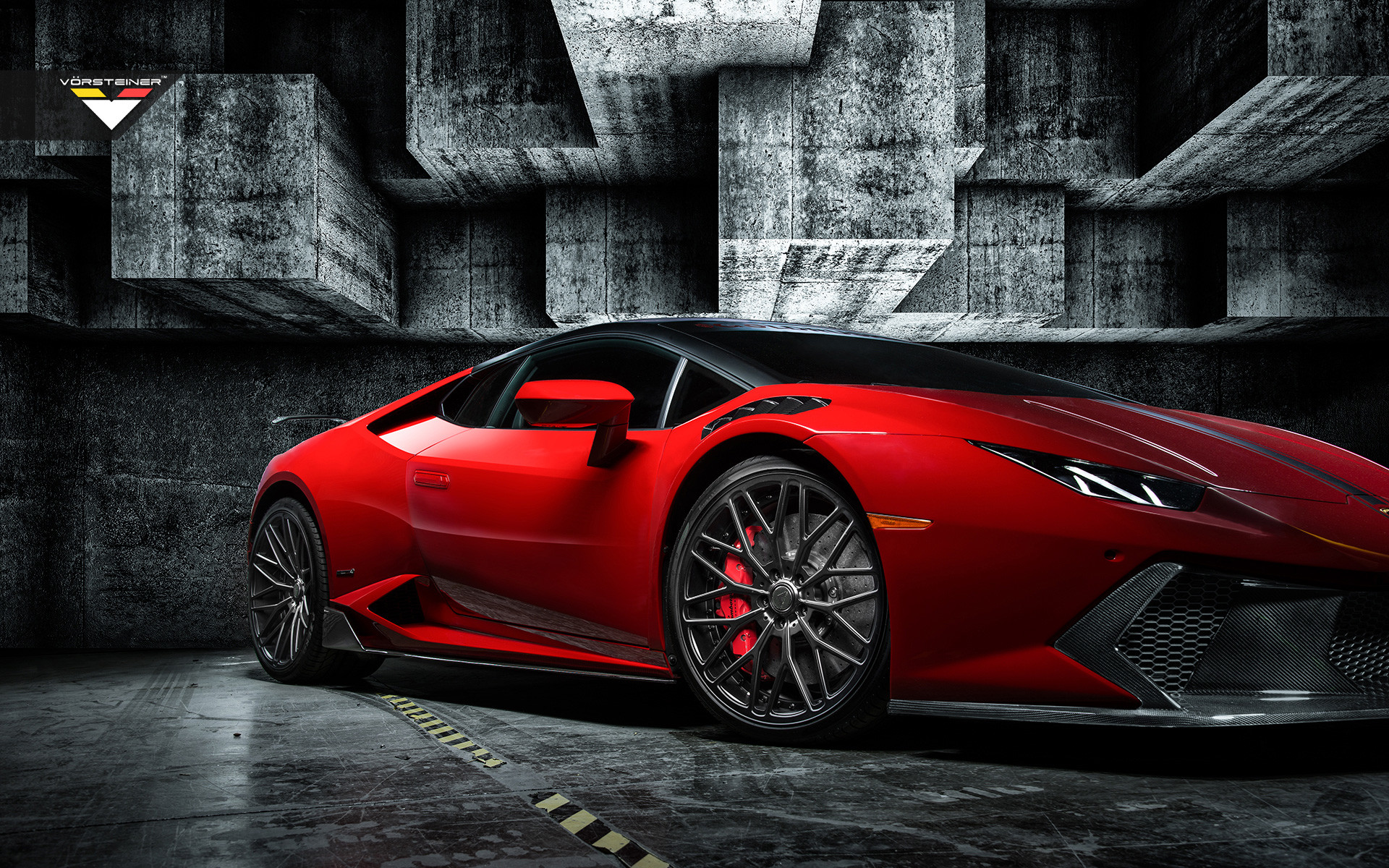 Lamborghini Huracán, Rosso, Cemento, Cerchi neri, 1920x1200, sfondo per PC