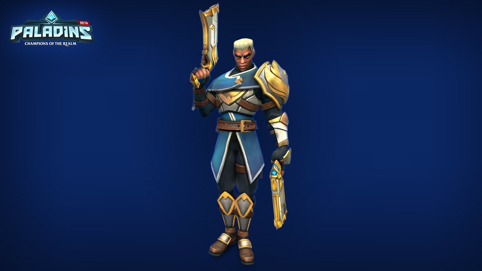 Viktor, Paladins, Logo, Sfondo blu, Full HD, wallpaper desktop