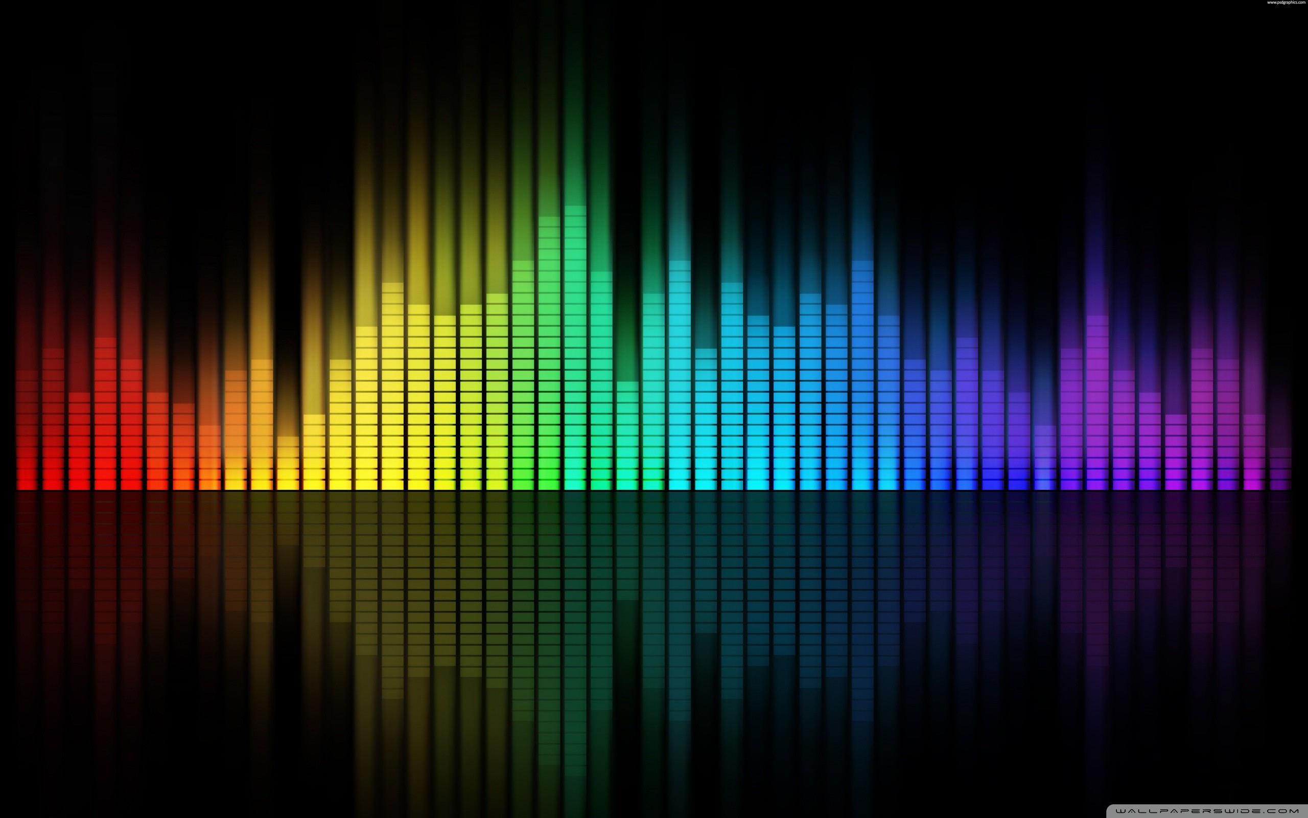 Equalizzatore, Arcobaleno, Sfondo nero, 2K, wallpaper per portatile