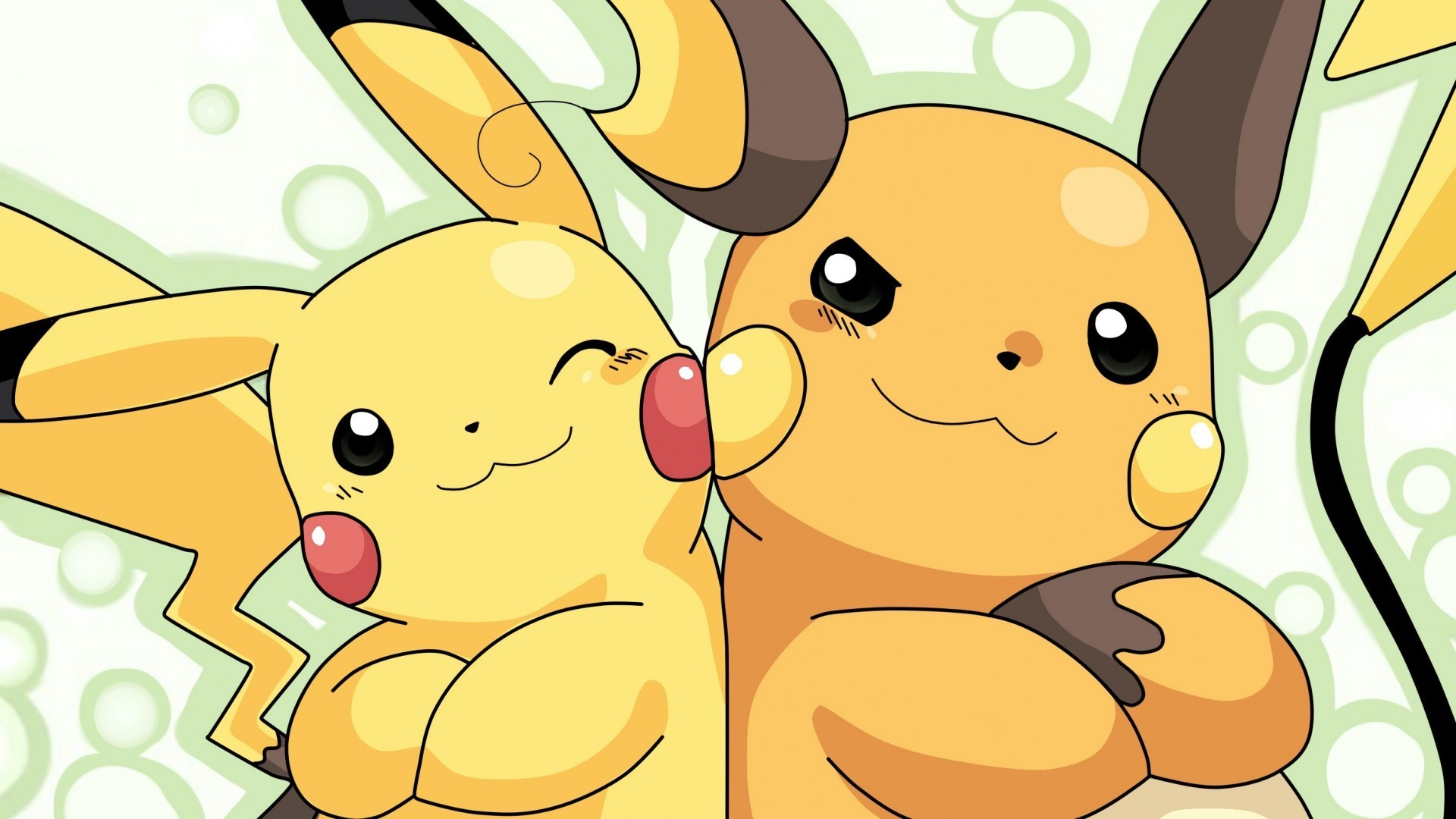 Pikachu, Raichu, Pokémon, Abbraccio, Full HD, sfondo per PC