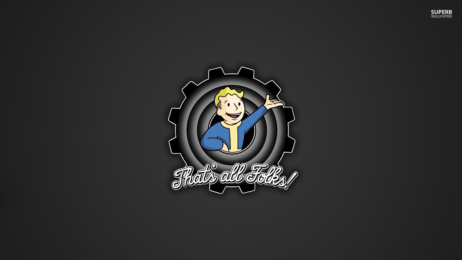 Vault Boy, Fallout, That's All Folks!, Ingranaggio, 1920x1080, immagine di sfondo