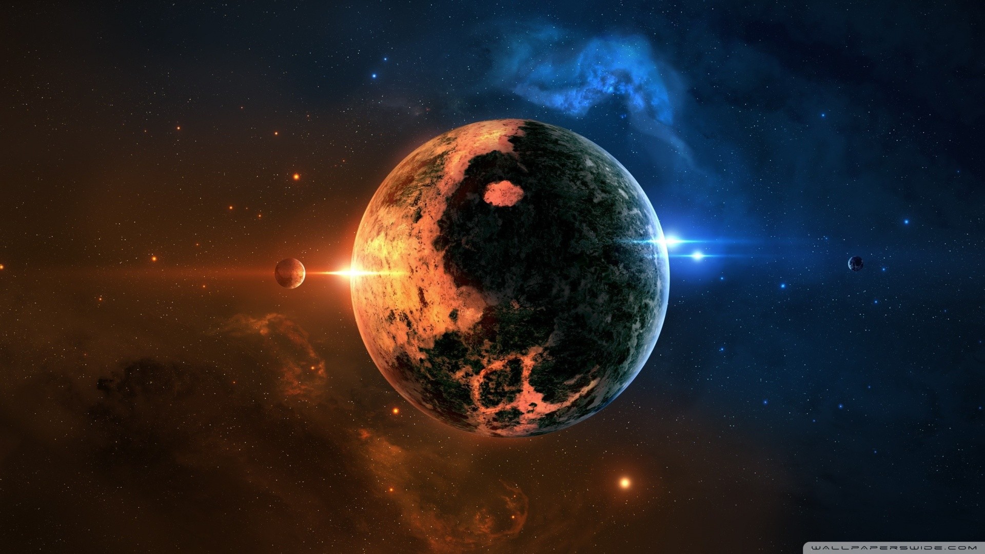 Yin e yang, Pianeta, Spazio, Nebulosa, Full HD, sfondo per portatile