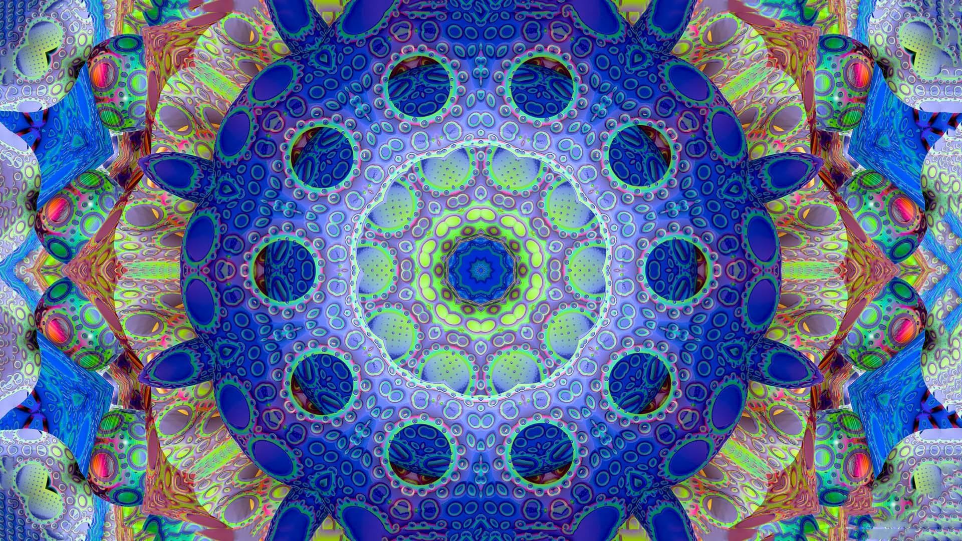 Mandala, Caleidoscopio, Blu, Simmetria, Full HD, sfondo per PC e portatile