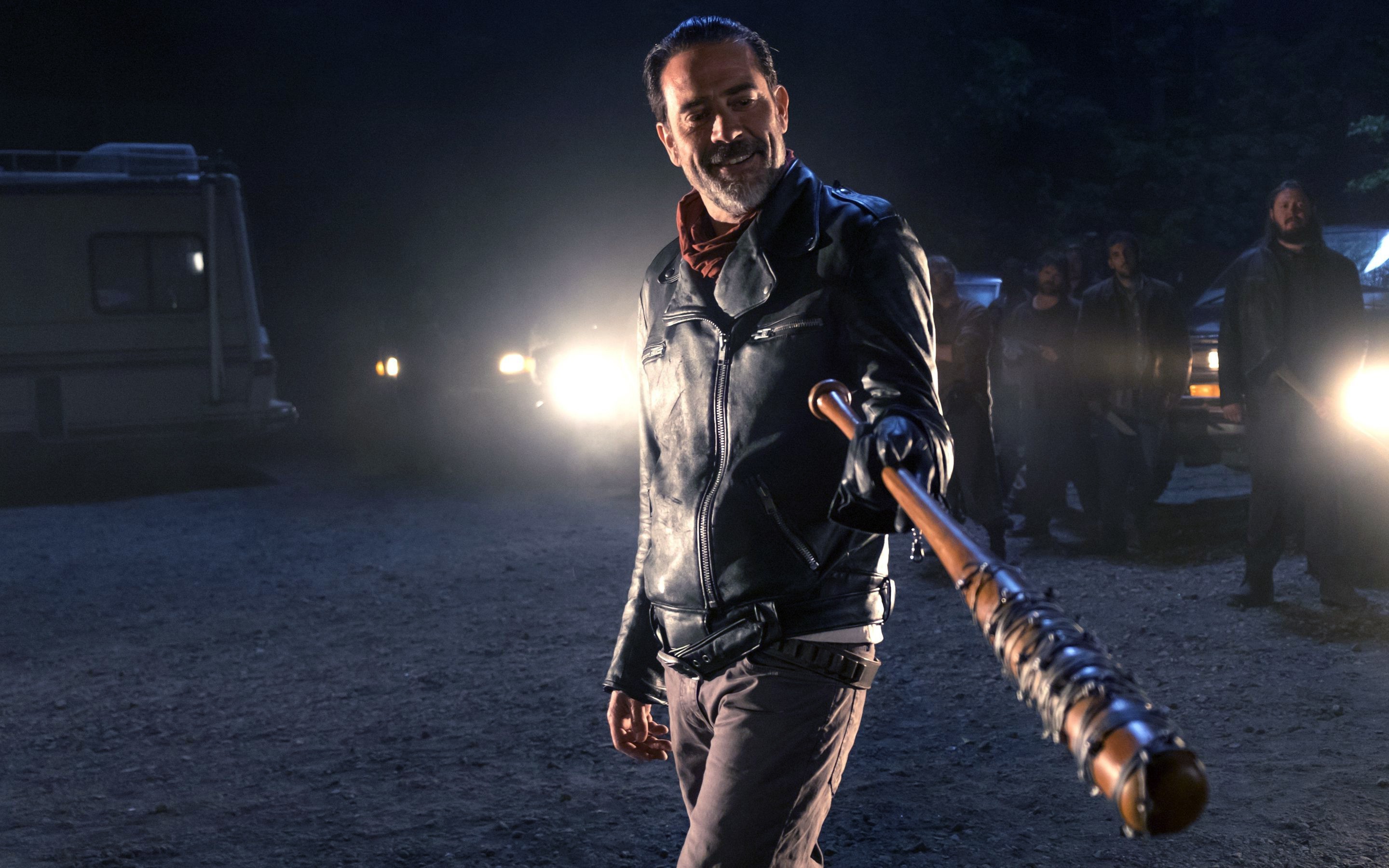 Negan, Jeffrey Dean Morgan, The Walking Dead, Lucille, Salvatori, Notte, sfondo desktop 2880x1800