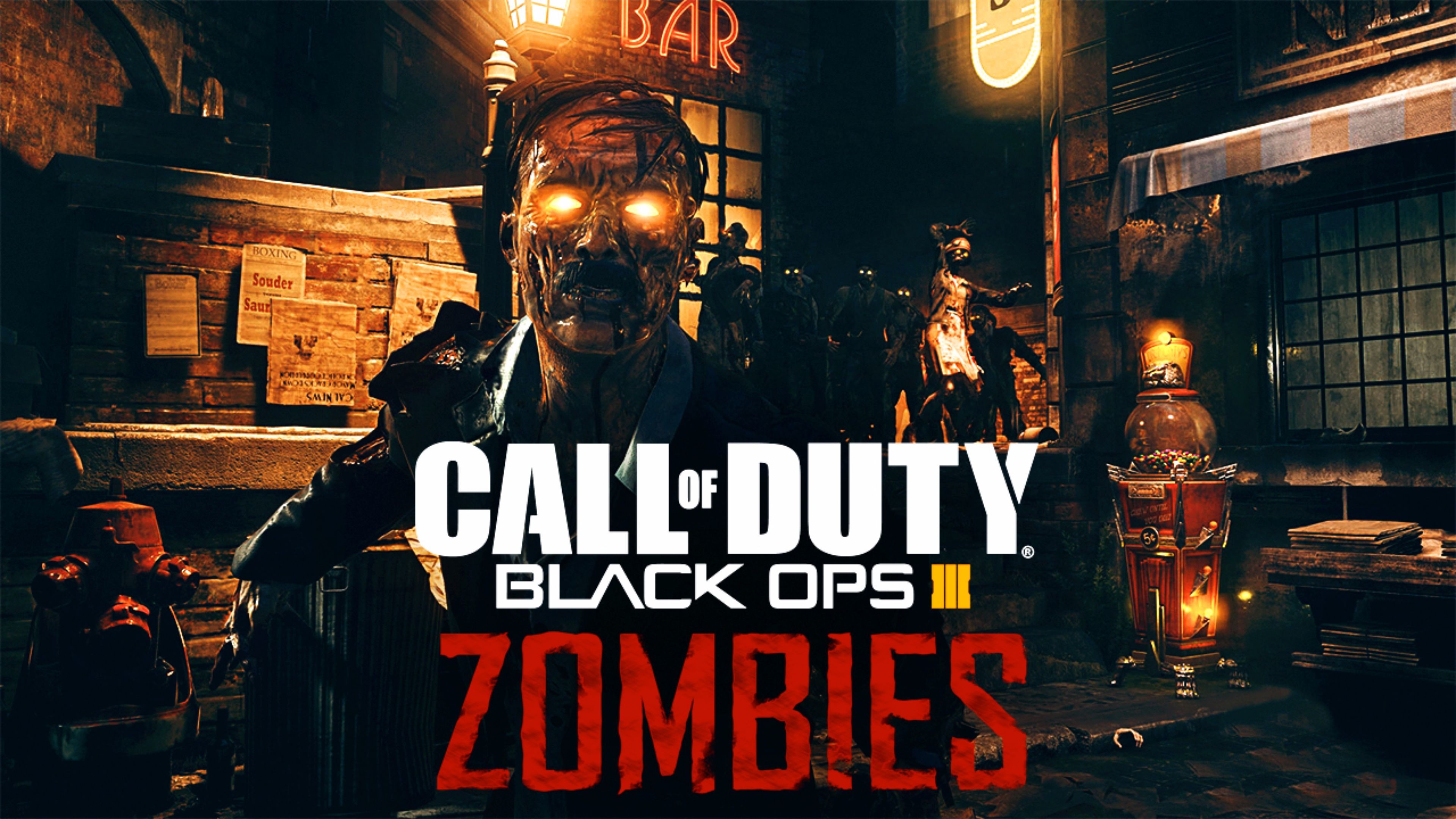 Call of Duty: Black Ops III, Zombies, Shadows of Evil, Zombie, Bar, sfondo 4K per portatile