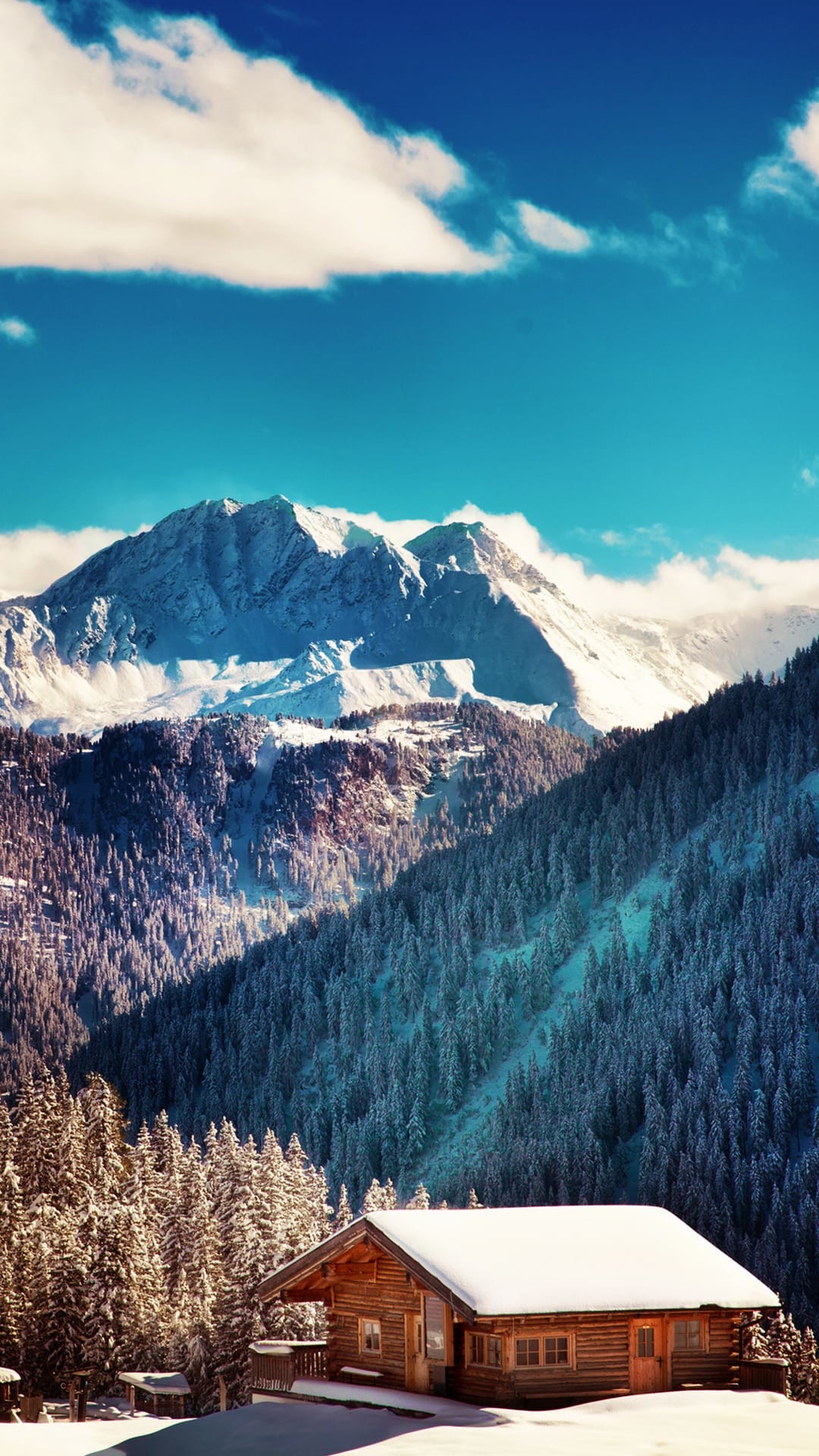 Montagne, Baita, Neve, Valle, Full HD, sfondo per iPhone e Android