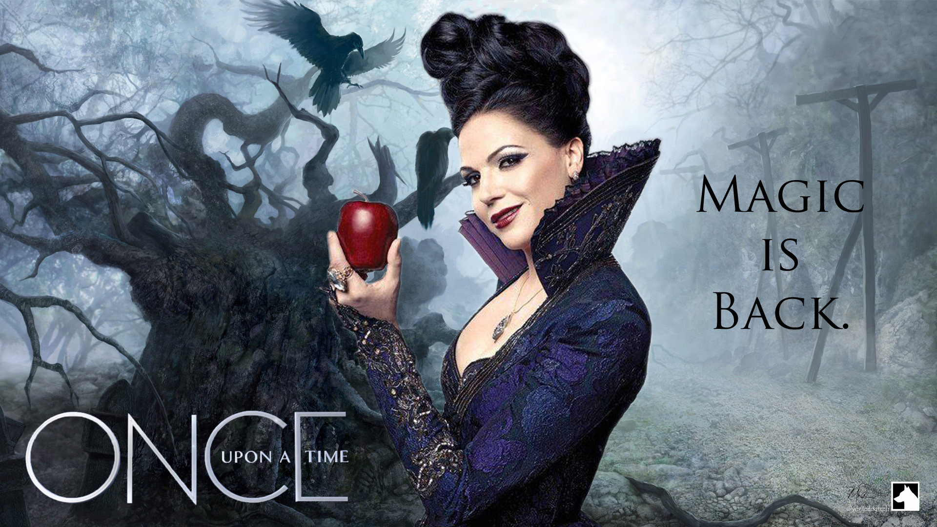Regina Cattiva, Lana Parrilla, C'era una volta, Mela rossa, Magic is back, wallpaper Windows 11