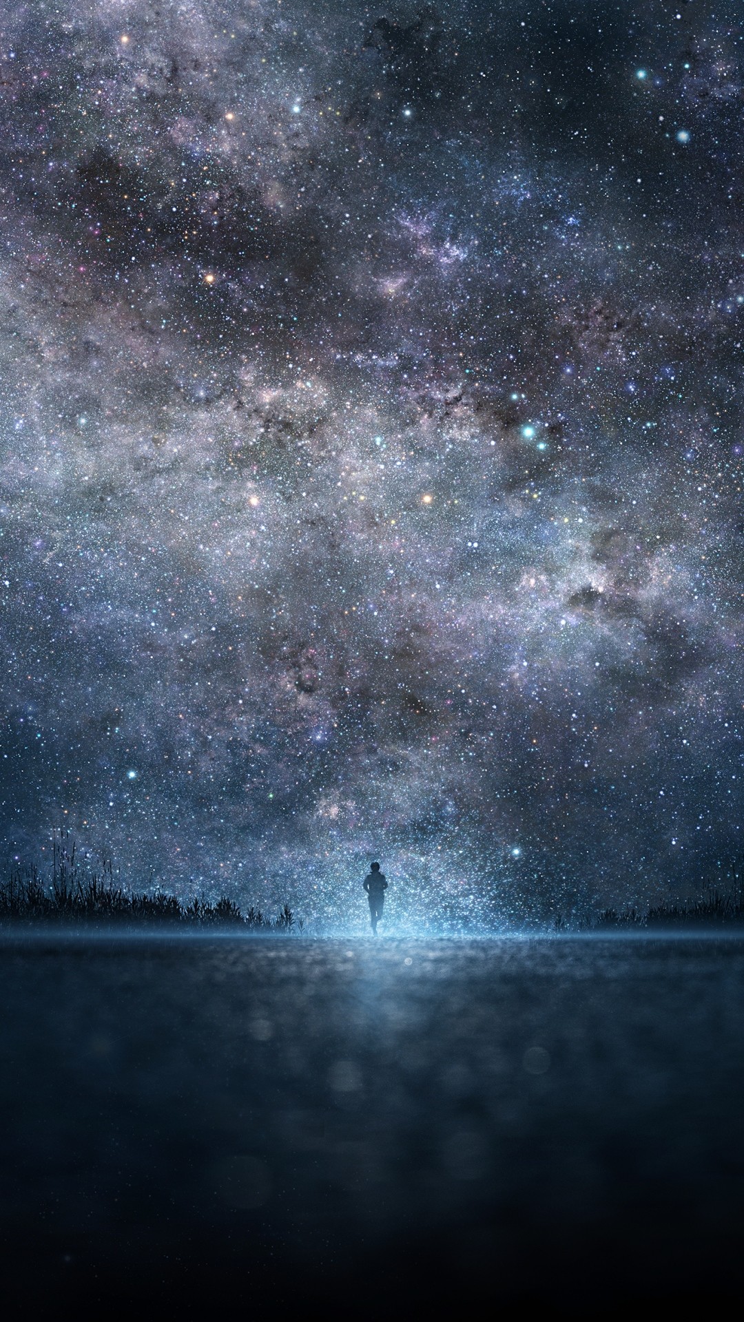 Cielo stellato, Via Lattea, Silhouette, Notte, Spazio, Full HD, schermata di blocco del cellulare