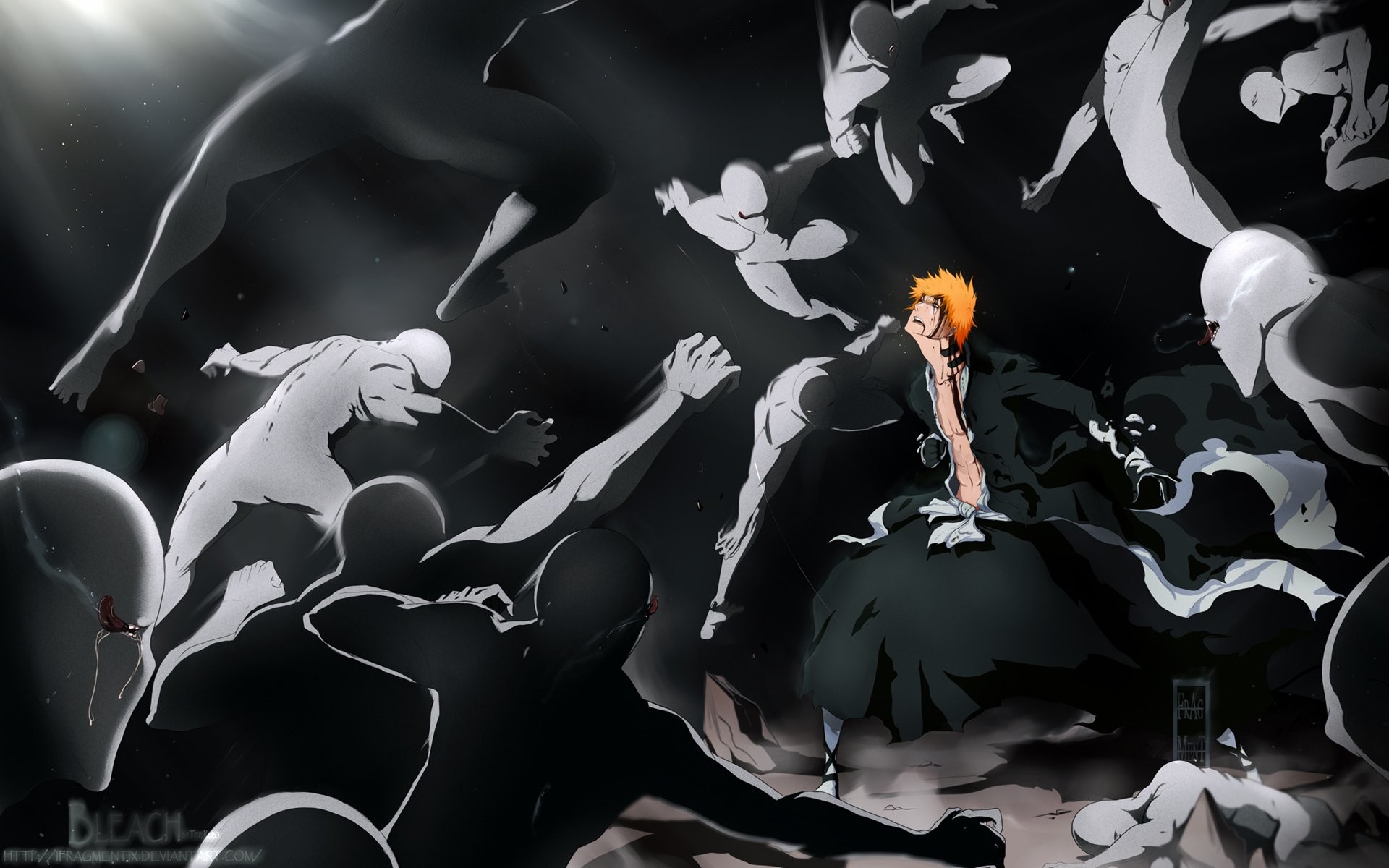 Ichigo Kurosaki, Bleach, Hollow, Toni scuri, 1920x1200, immagine di sfondo