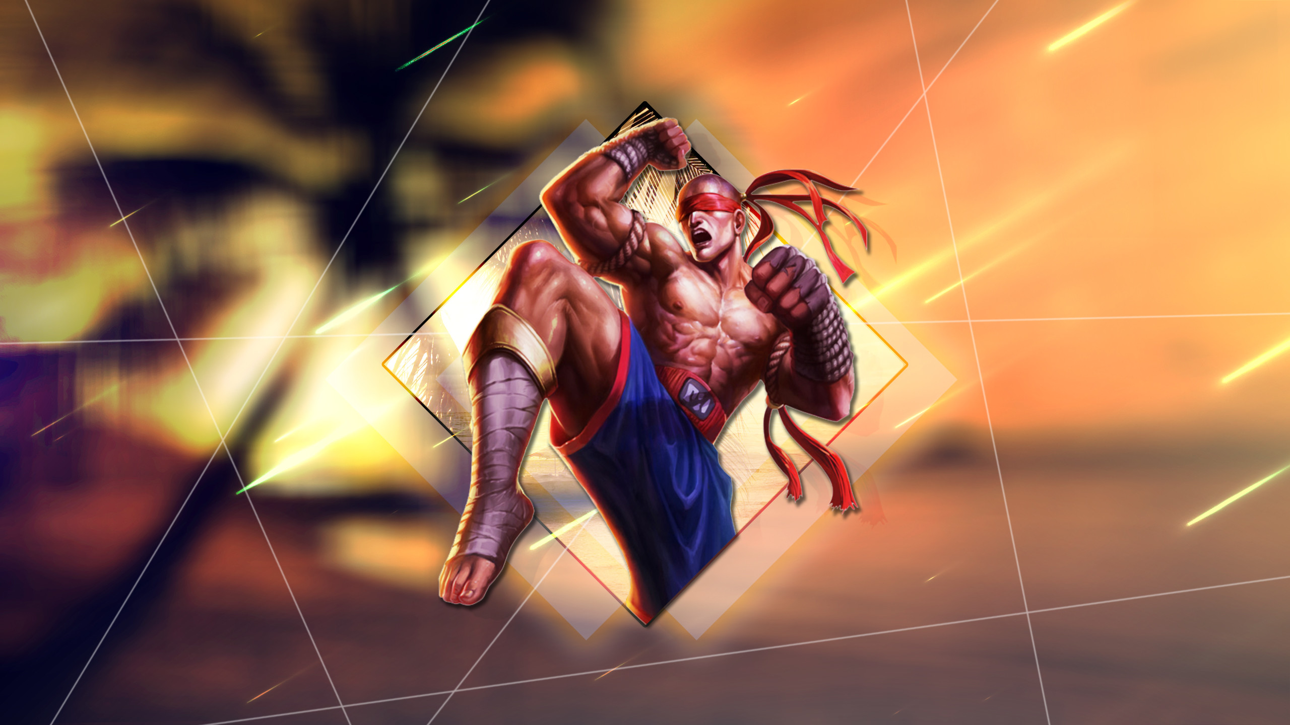 Lee Sin Muay Thai, League of Legends, Ginocchiata, Arte digitale, sfondo desktop 2560x1440