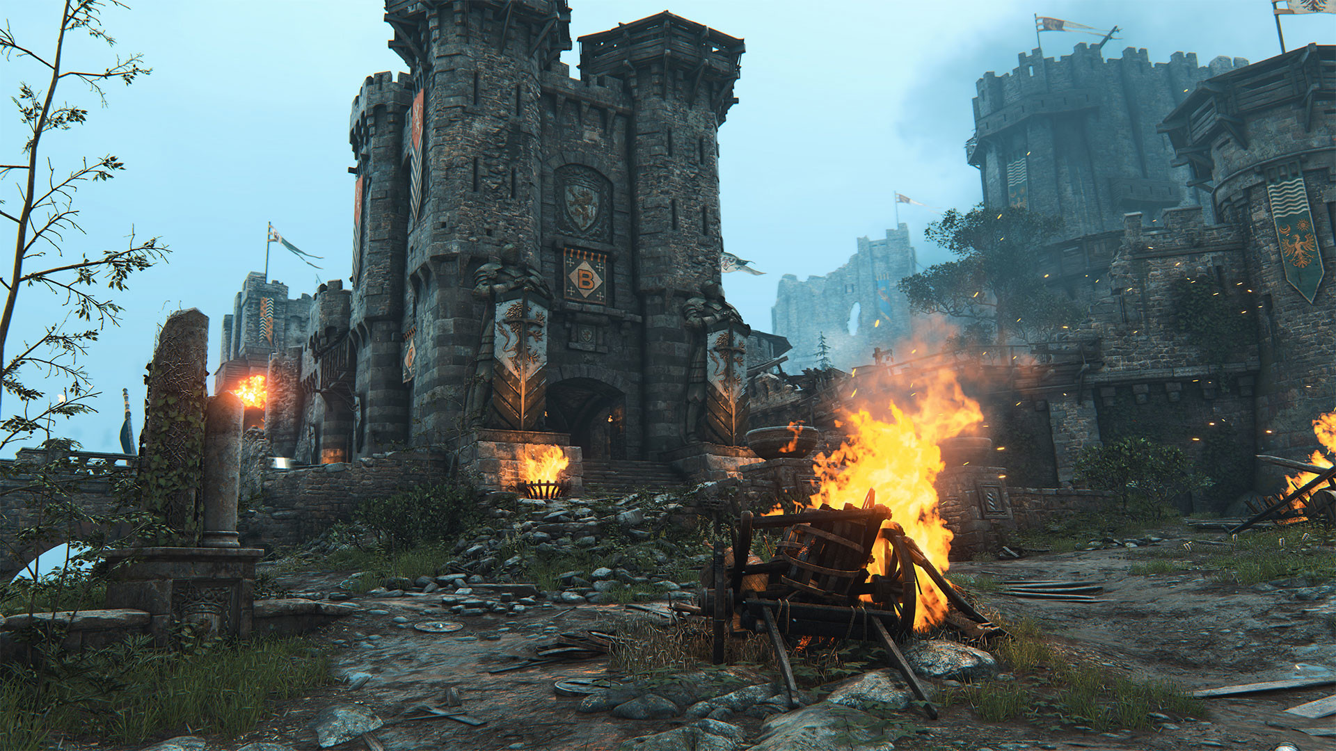 For Honor, Castello, Fiamme, Fortezza medievale, Paesaggio, 1920x1080, sfondo per PC