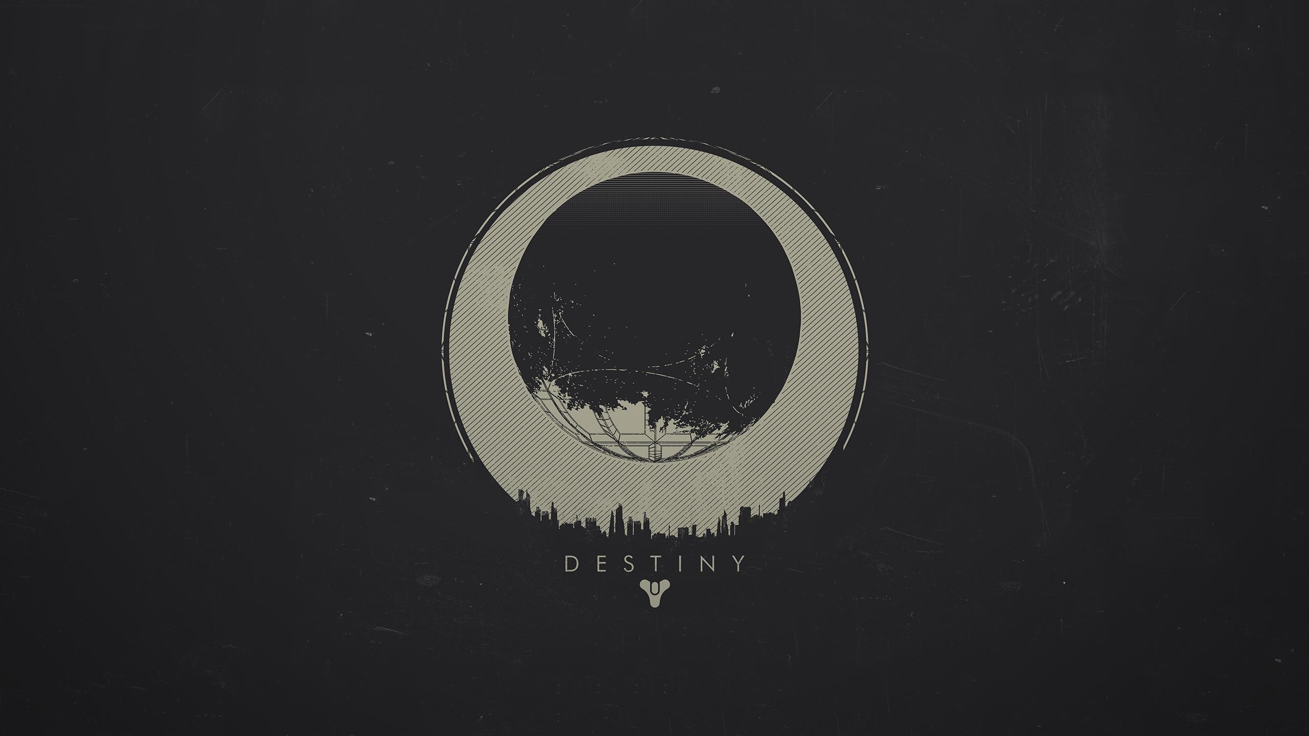 Destiny, Viaggiatore, Logo, Minimalista, Sfondo grigio, 2K, wallpaper per PC
