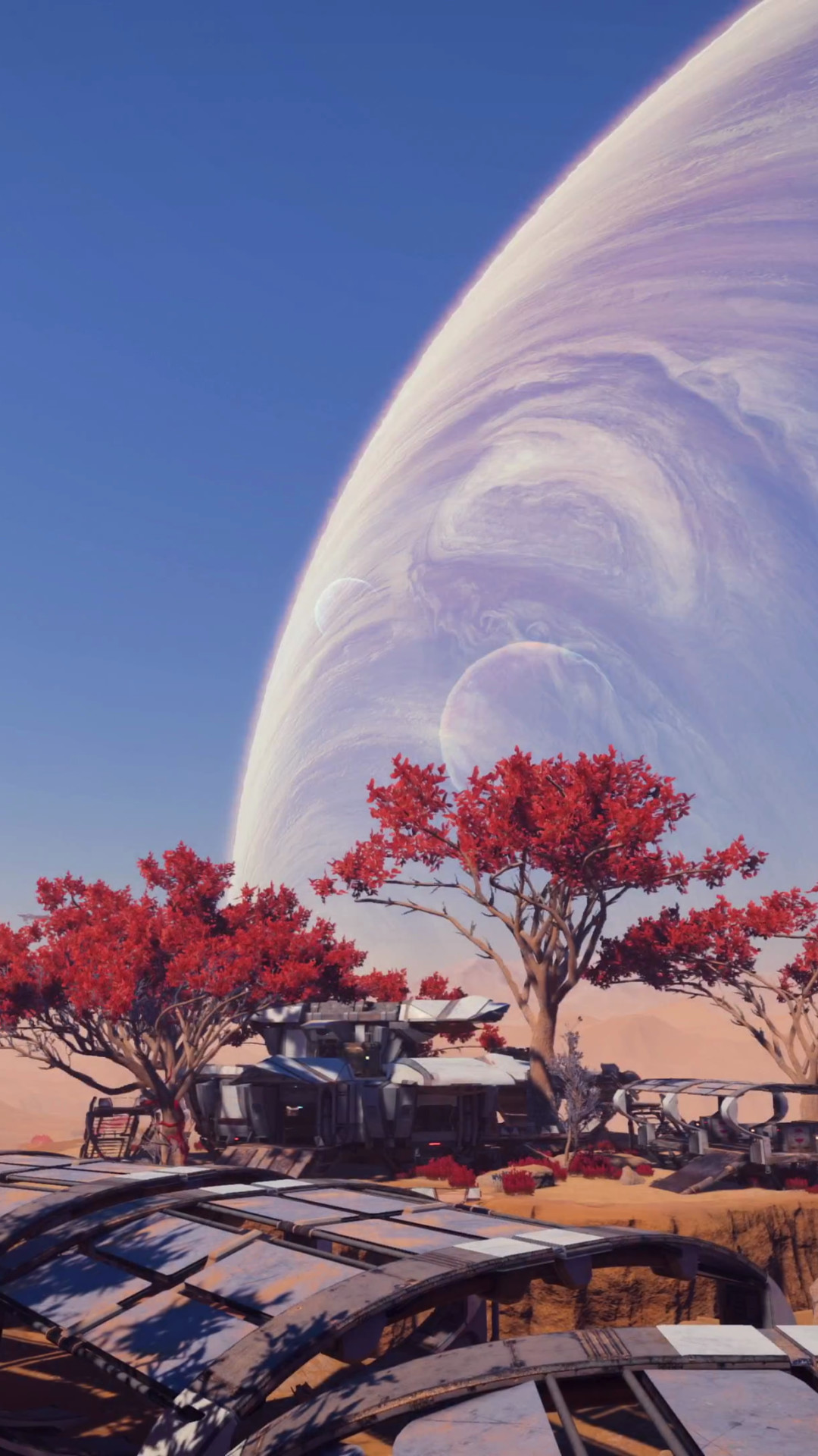 Mass Effect: Andromeda, Nomad, Pianeta gigante, Alberi rossi, Paesaggio alieno, sfondo per cellulare