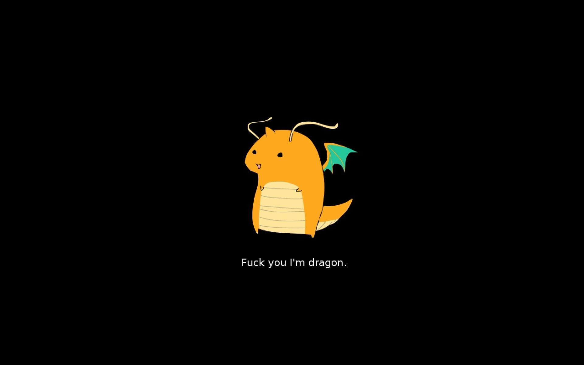 Dragonite, Pokémon, Umorismo, Sfondo nero, Minimalismo, 1920x1200, wallpaper desktop