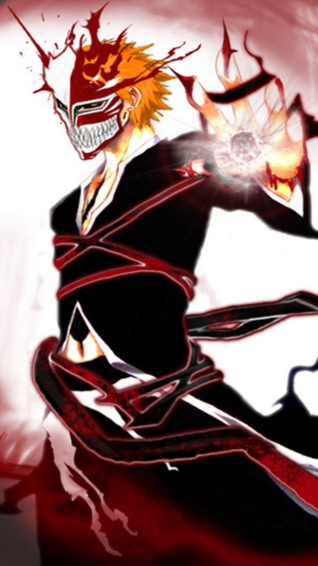 Ichigo Kurosaki, Maschera Hollow, Bleach, Rosso, Full HD, sfondo verticale per cellulare