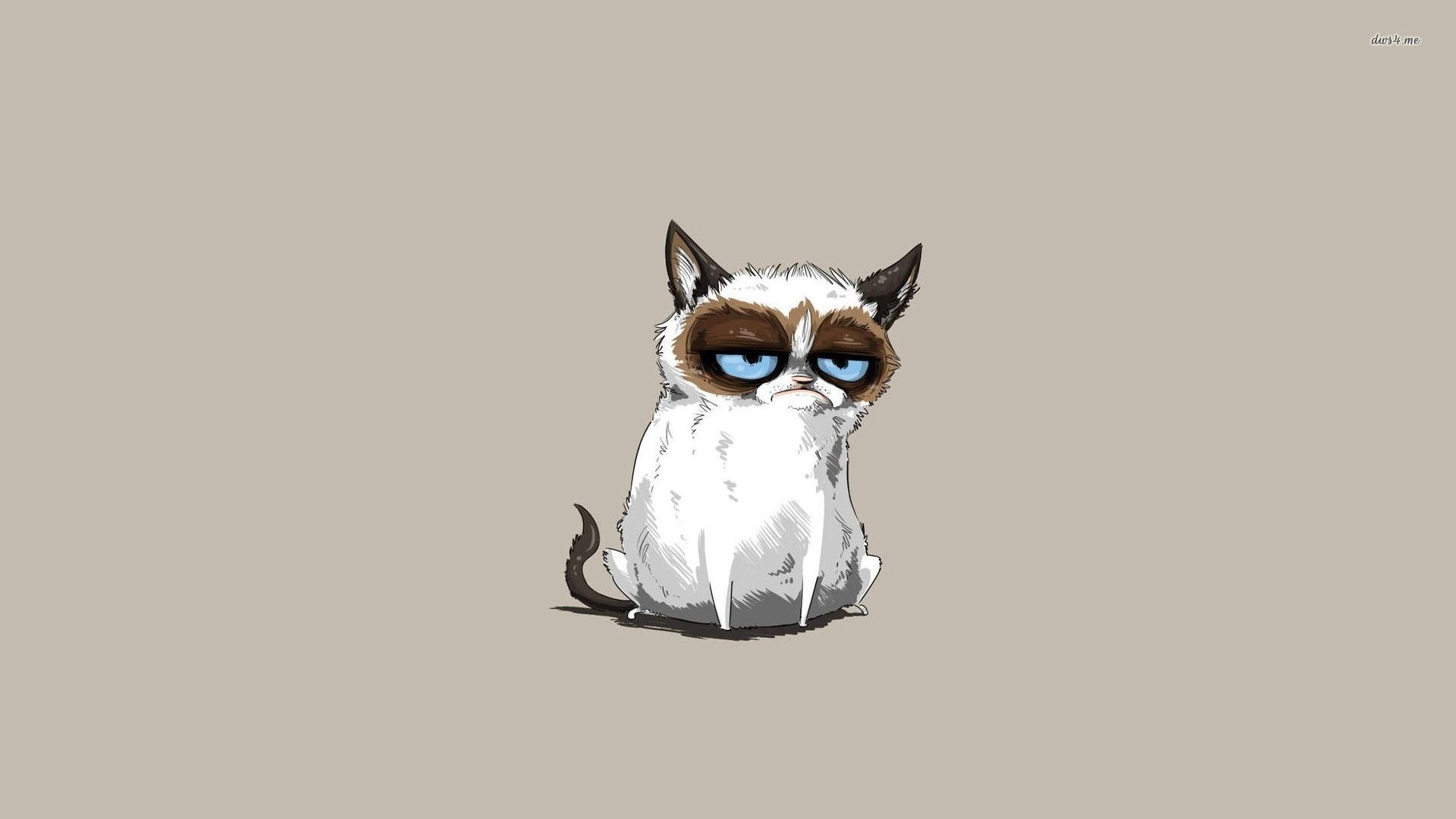 Grumpy Cat, Illustrazione, Minimalista, Sfondo beige, Full HD, wallpaper per portatile