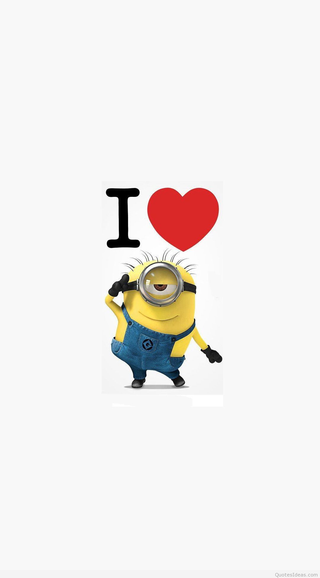 Minion, I love, Cuore rosso, Sfondo bianco, Minimalista, Full HD, schermata di blocco Android