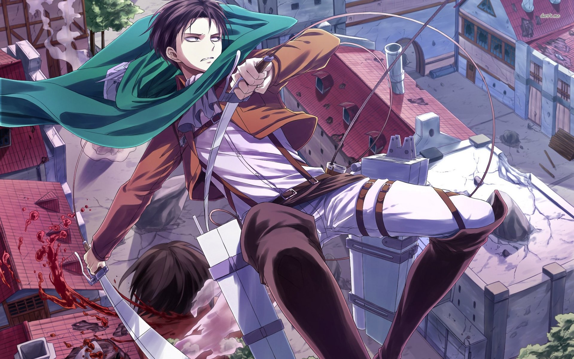 Levi Ackerman, L'attacco dei giganti, Attack on Titan, Movimento tridimensionale, Tetti, immagine di sfondo