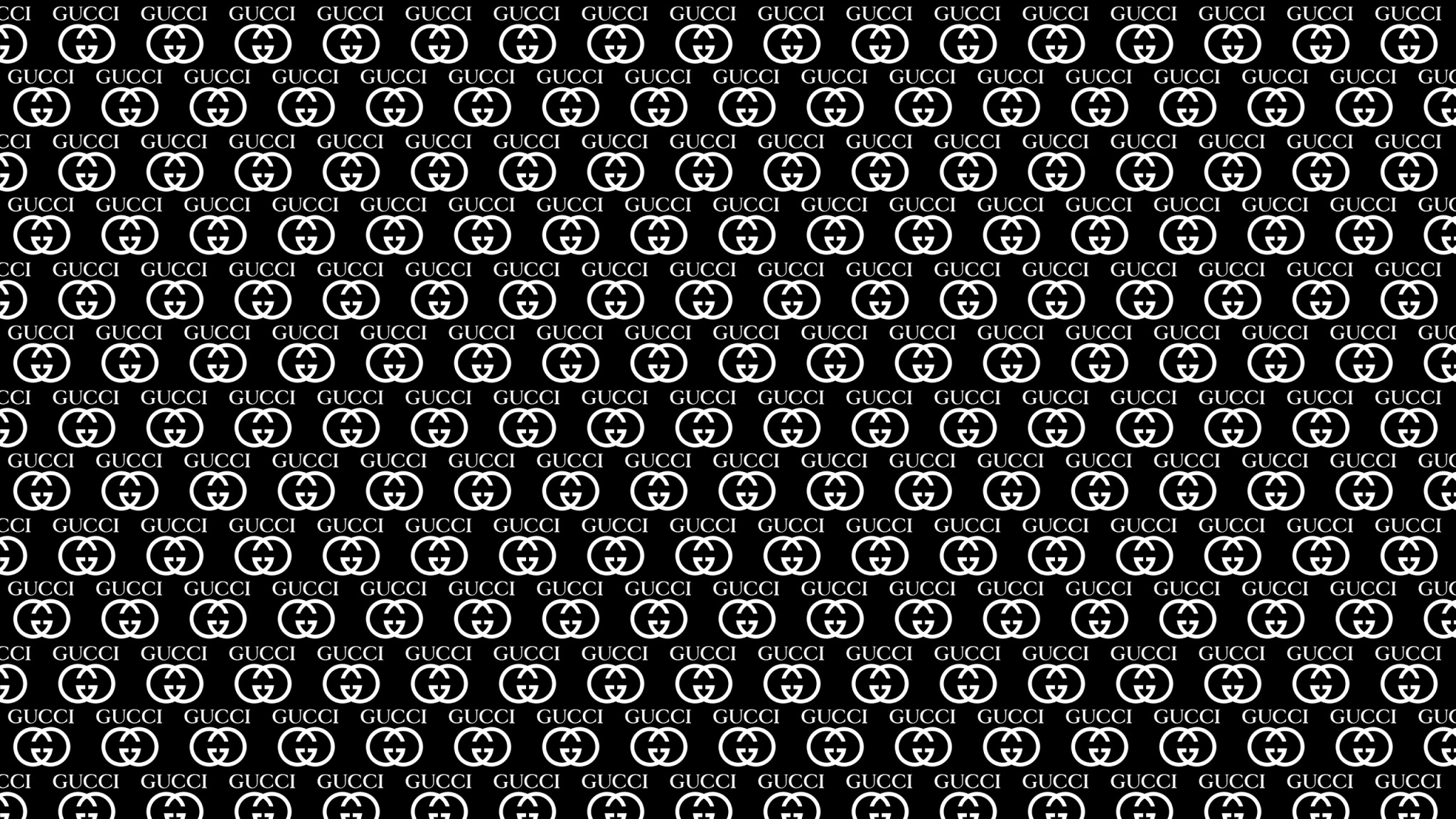 Gucci, Logo GG, Motivo ripetuto, Bianco e nero, Full HD, sfondo per PC