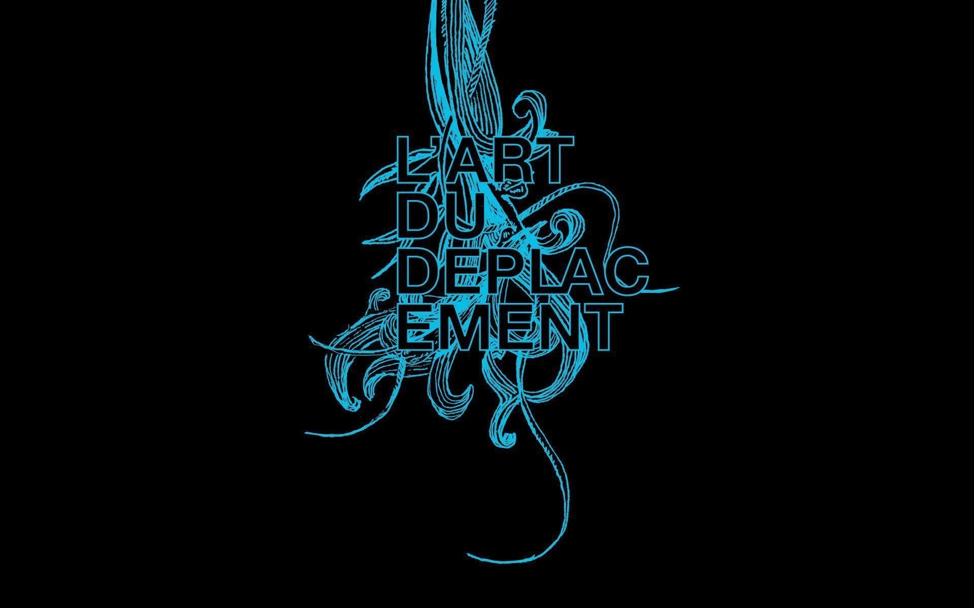 L'art du déplacement, Tipografia, Blu, Sfondo nero, 16:10 Full HD, wallpaper widescreen