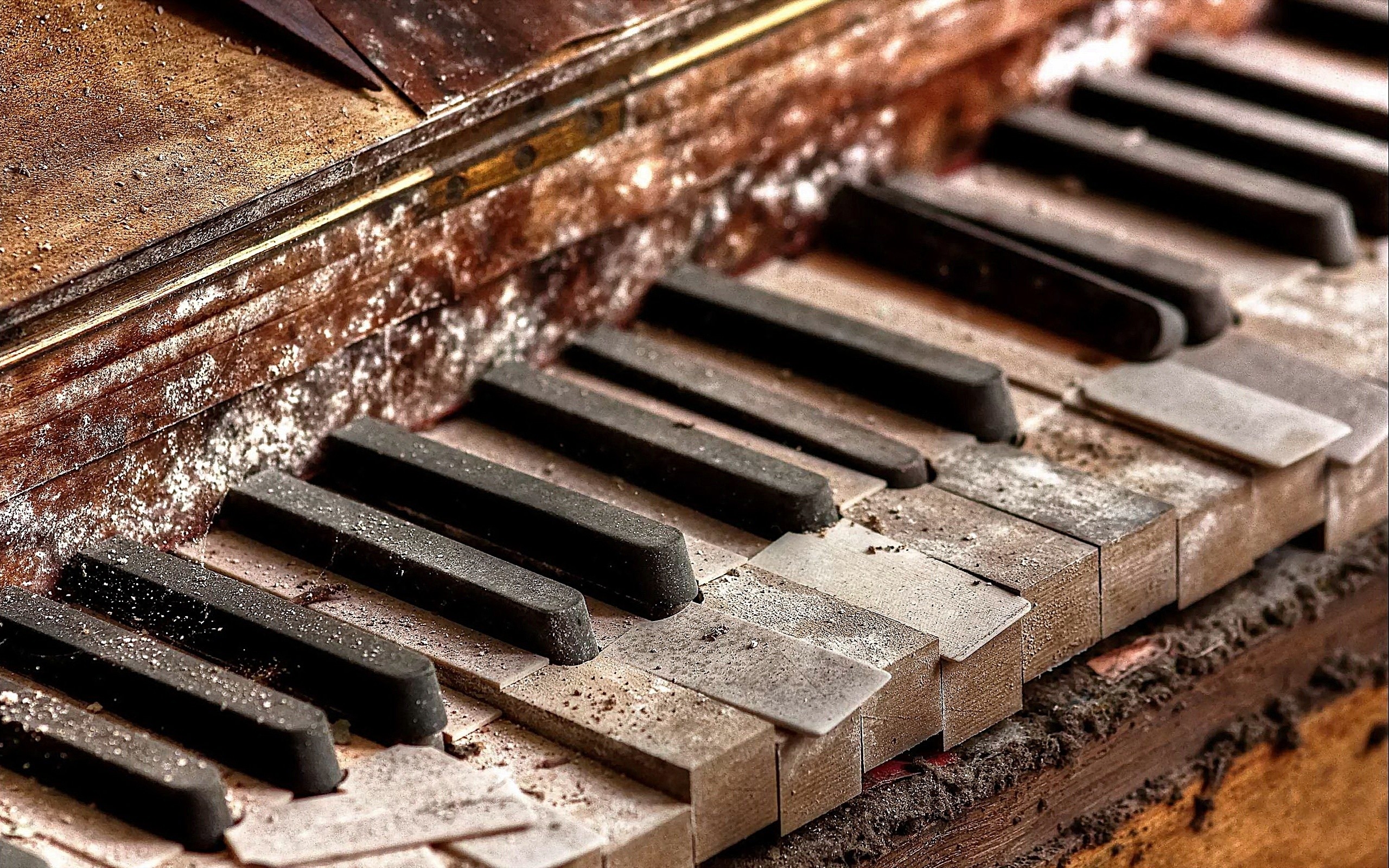 Pianoforte, Tasti, Vintage, Primo piano, 2K, sfondo per portatile