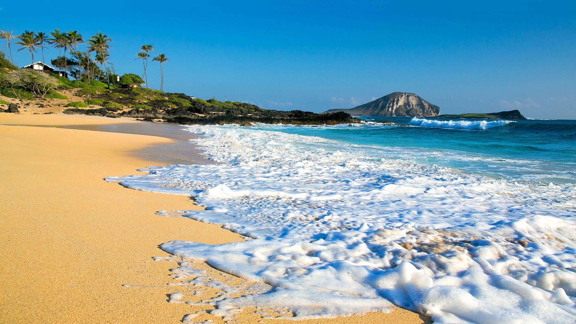 Makapuu Beach, Oahu, Hawaii, Onde, Spiaggia, Full HD, wallpaper per PC