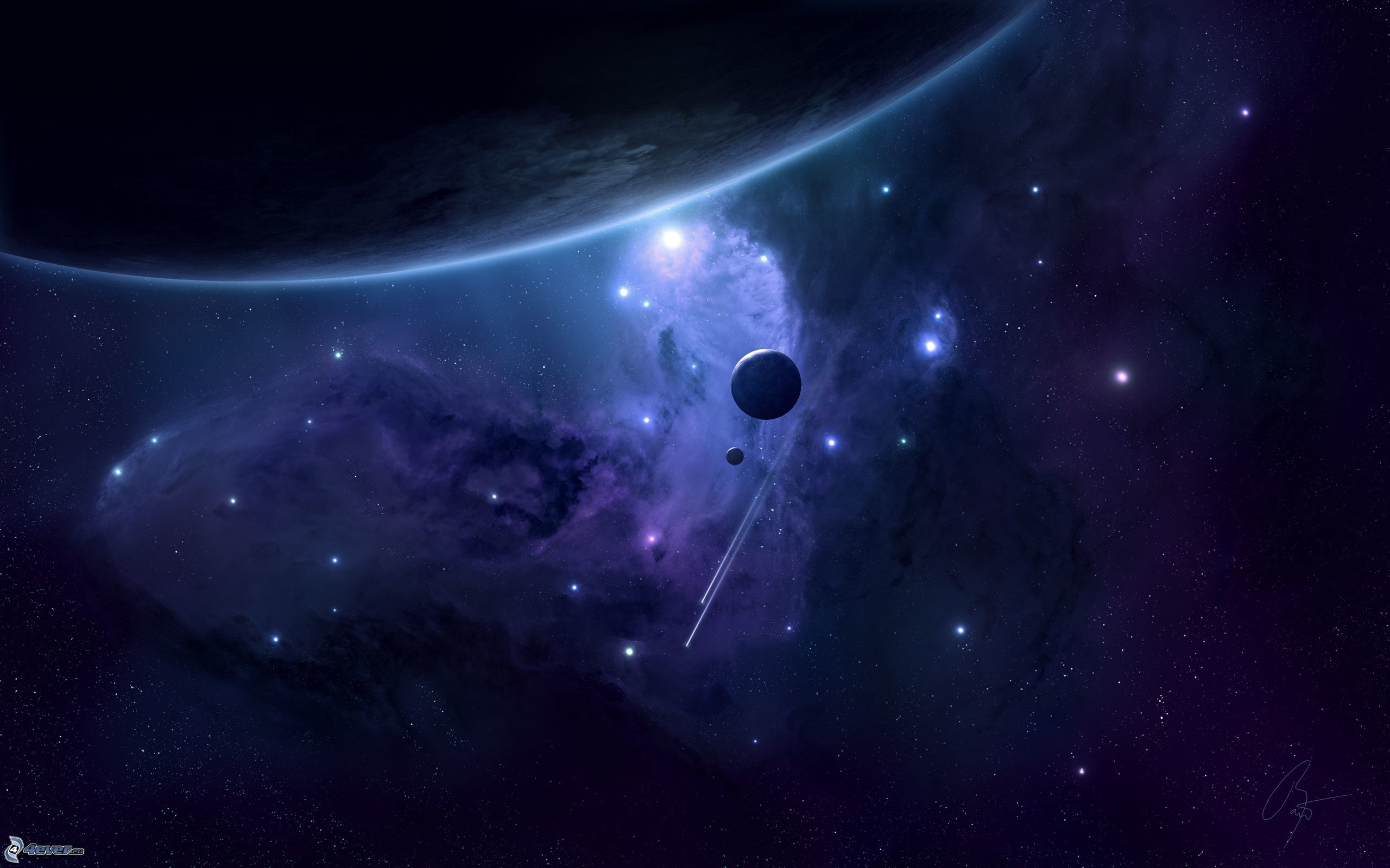 Pianeta, Nebulosa, Blu, Arte spaziale, 16:10 2K, sfondo widescreen