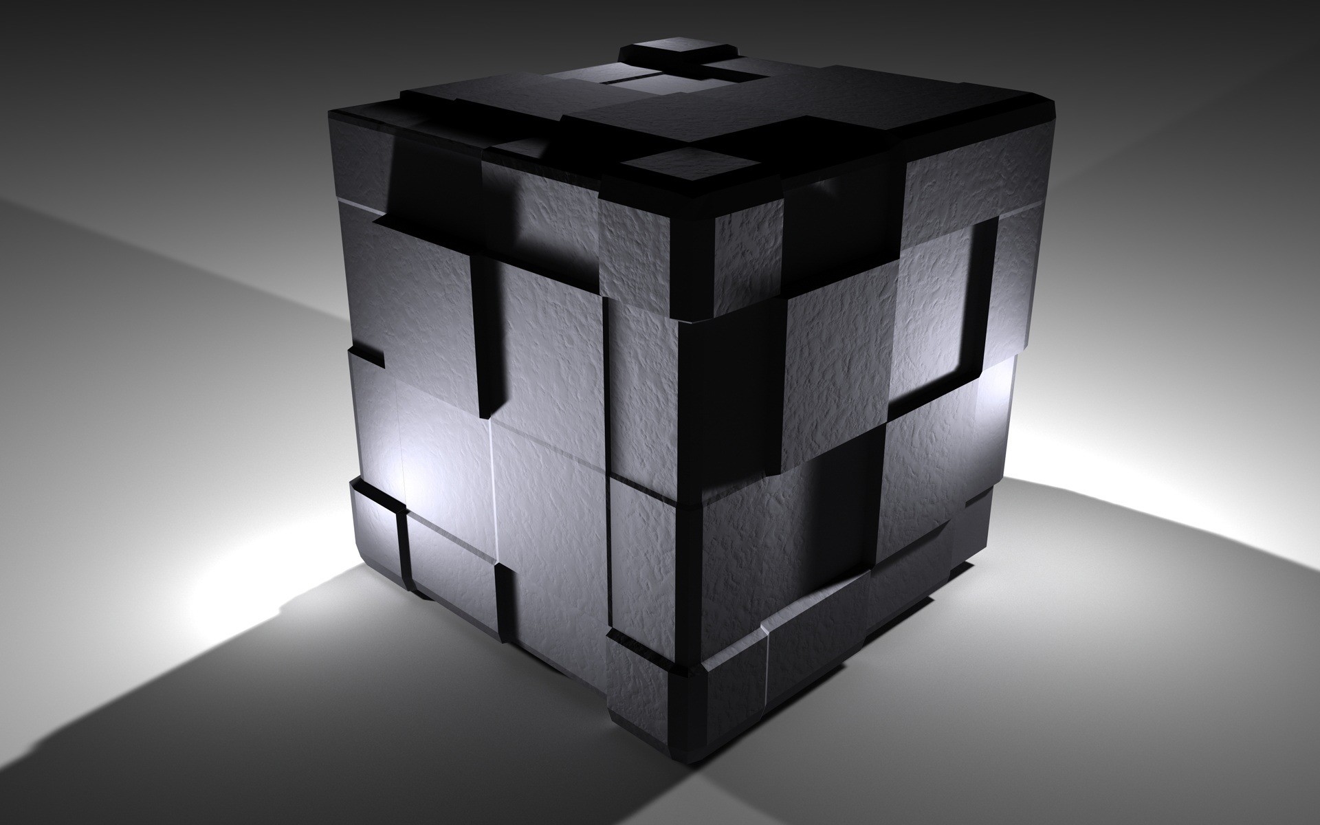 Cubo 3D, Metallo, Bianco e nero, 16:10 Full HD, sfondo widescreen