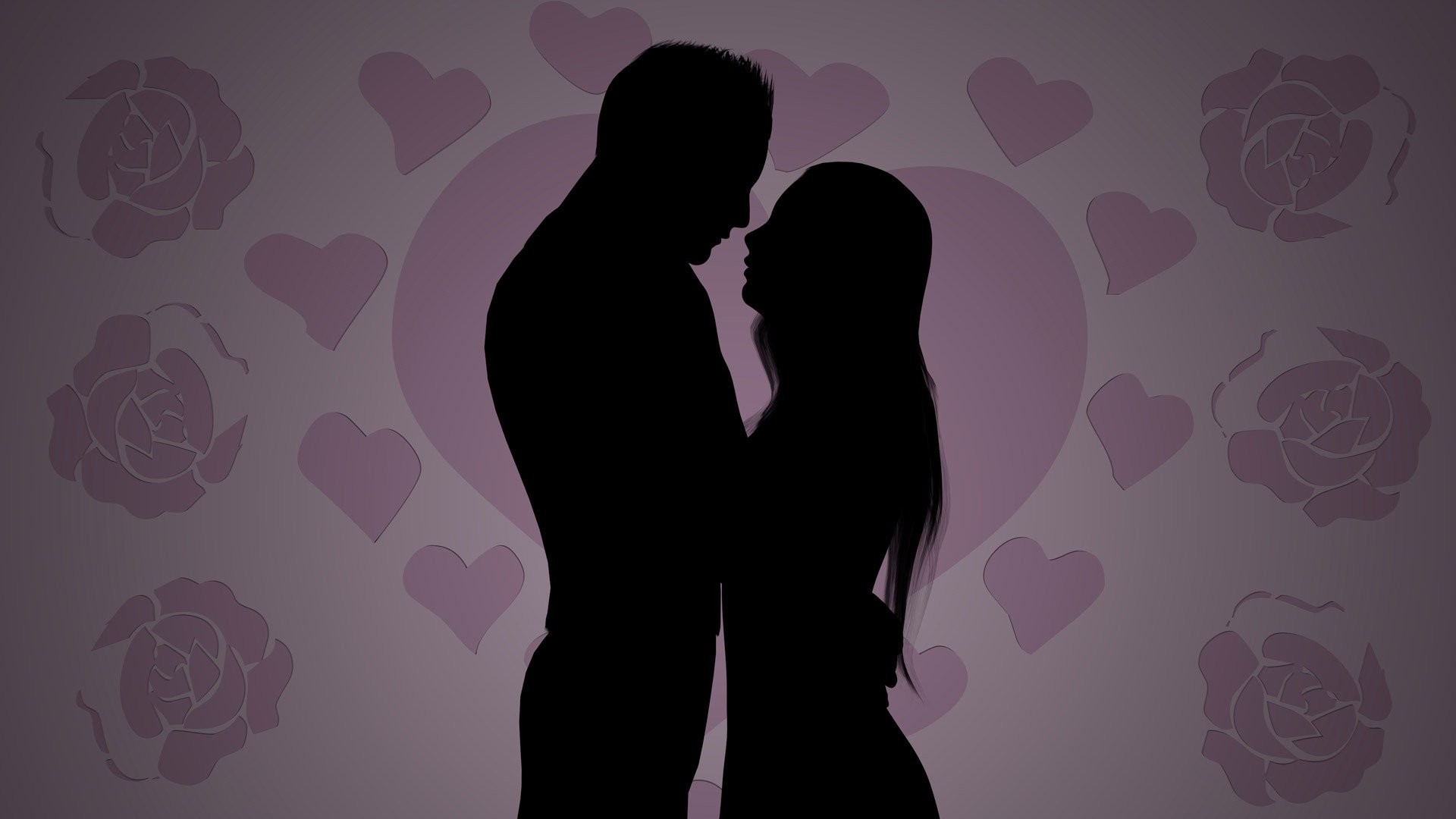 Coppia, Silhouette, Bacio, Rose, Full HD 1080p, sfondo desktop