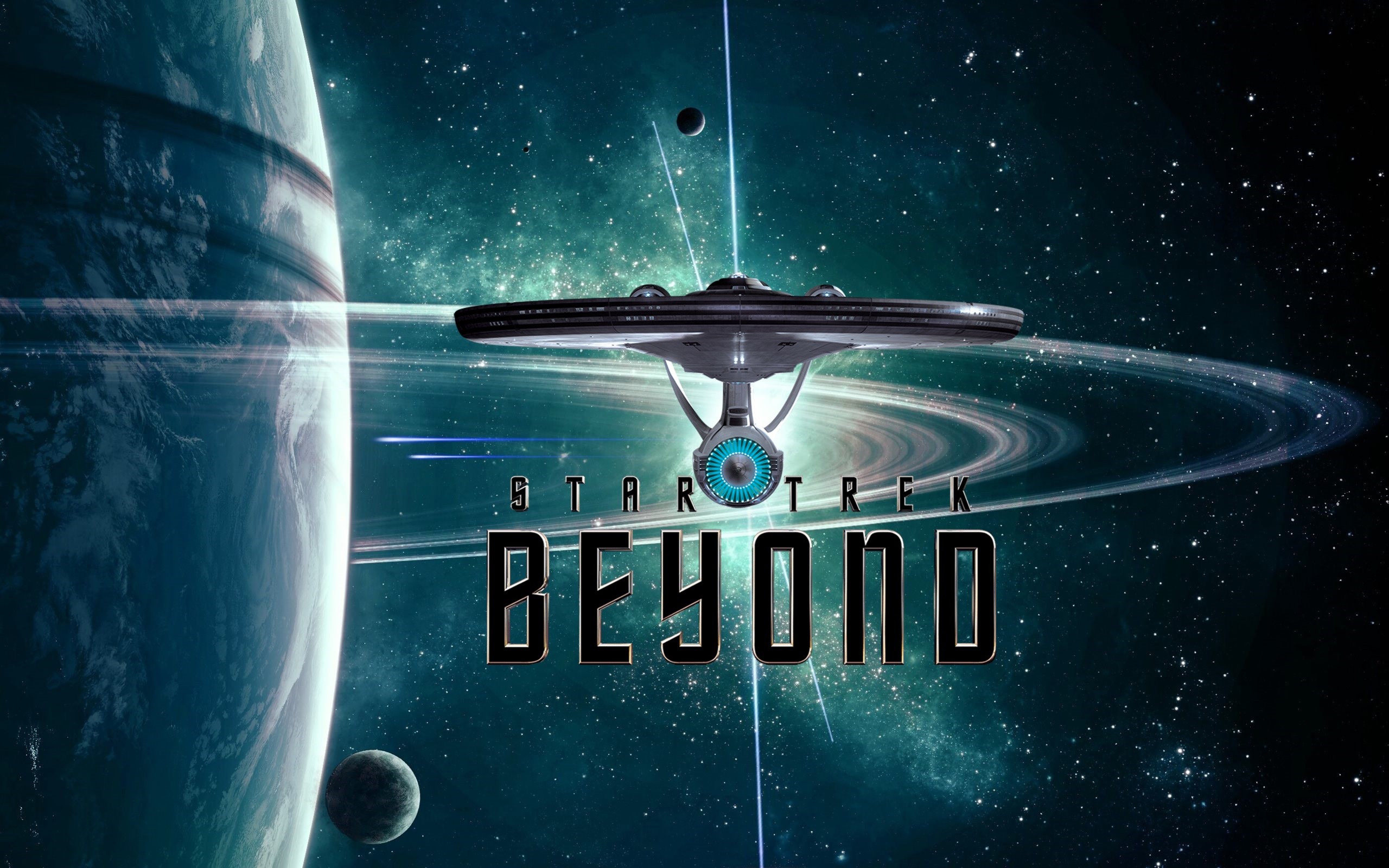 Star Trek Beyond, USS Enterprise (NCC-1701), Pianeta con anelli, Spazio, Titolo, sfondo 2K