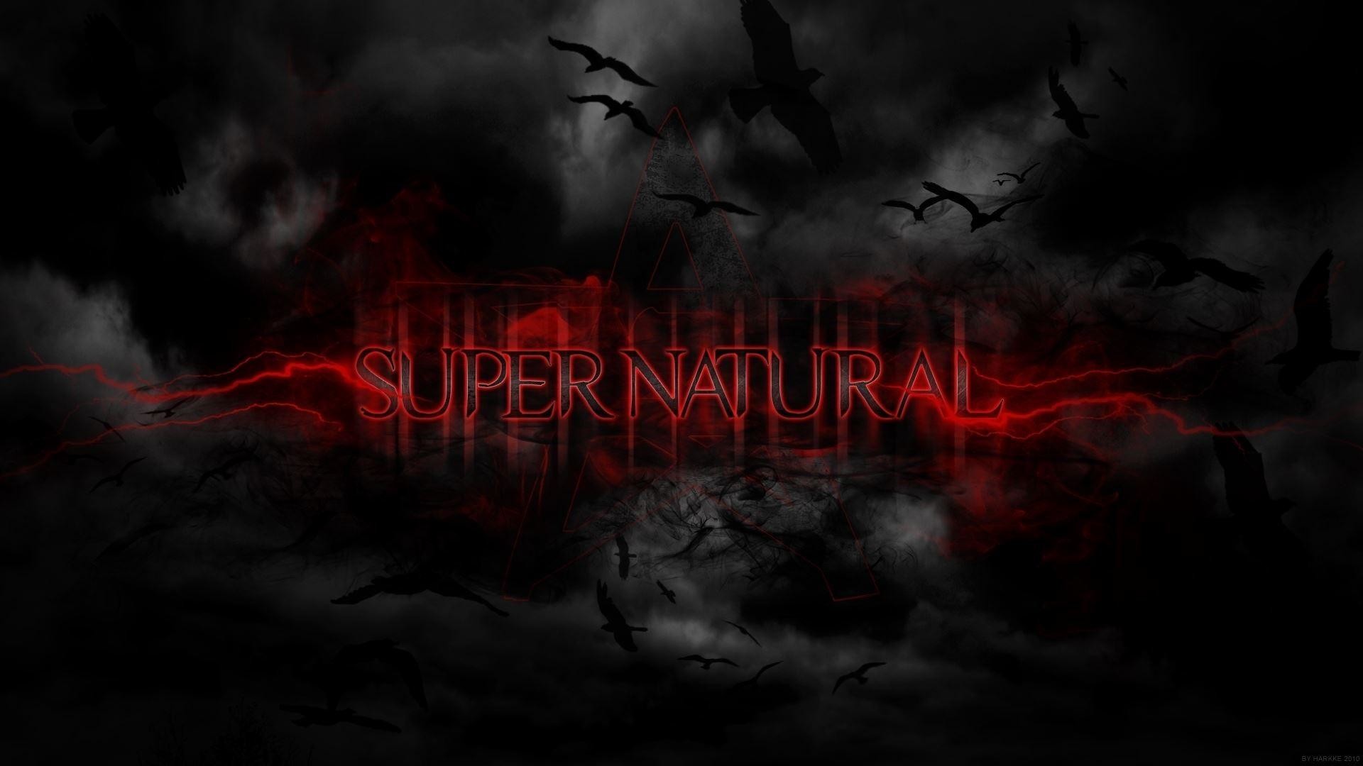 Logo Supernatural, Corvi, Rosso, Sfondo scuro, Full HD, wallpaper per computer