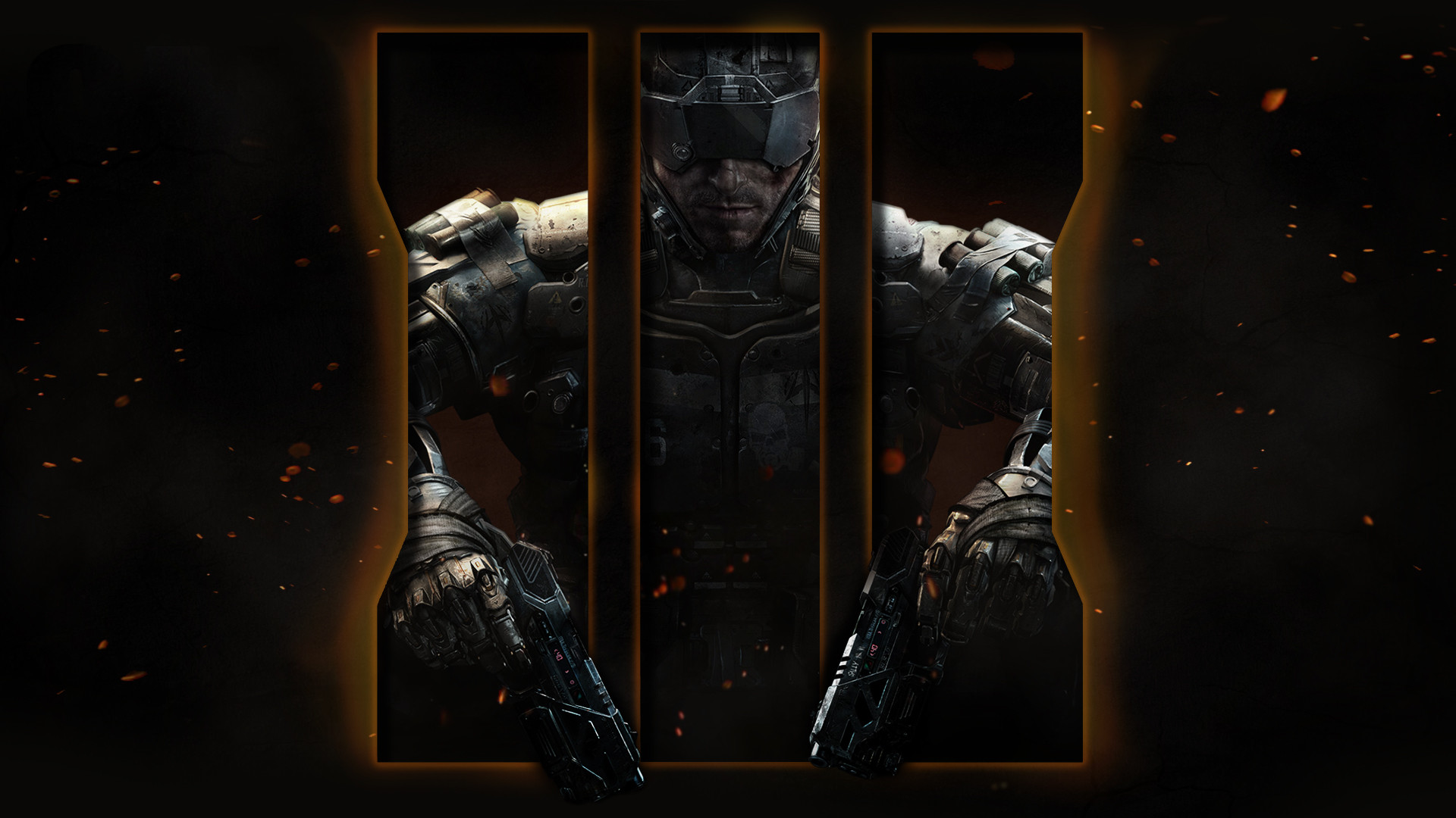 Call of Duty: Black Ops III, Logo III, Soldato, Sfondo nero, 16:9 Full HD, wallpaper widescreen