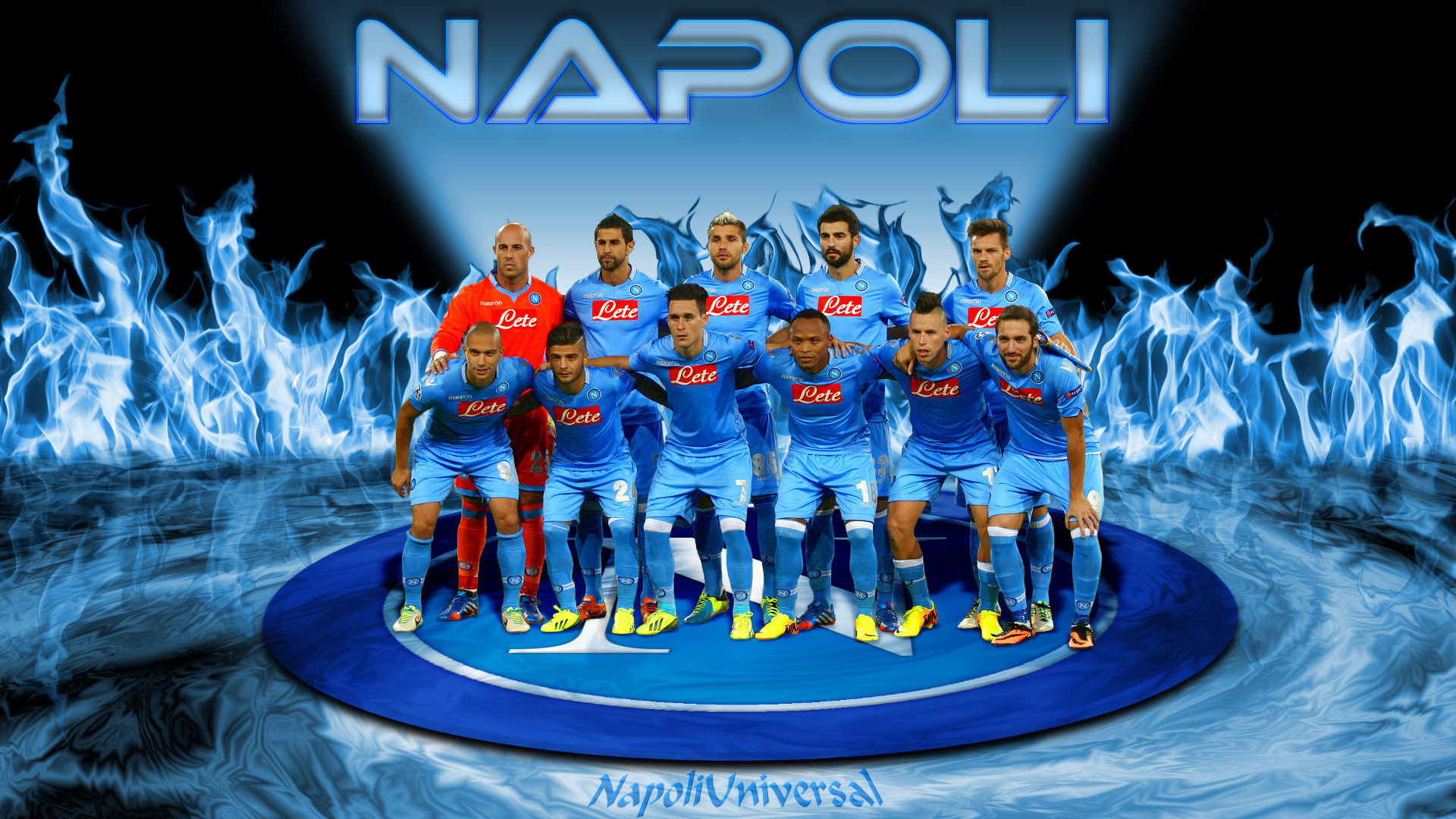 SSC Napoli, Squadra, Foto di squadra, Fiamme blu, Calcio, 1920x1080, sfondo per PC