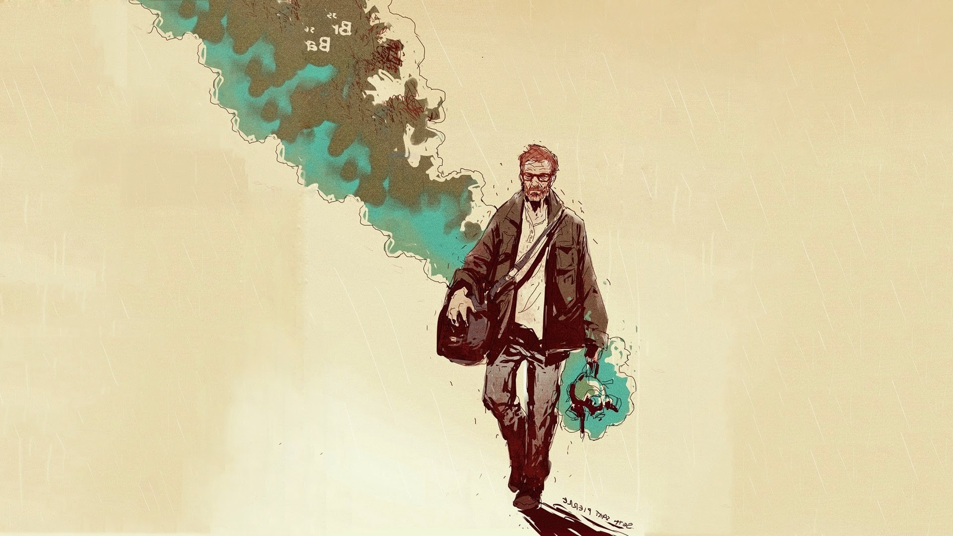 Walter White, Breaking Bad, Illustrazione, Fumo, 1920x1080, sfondo per PC
