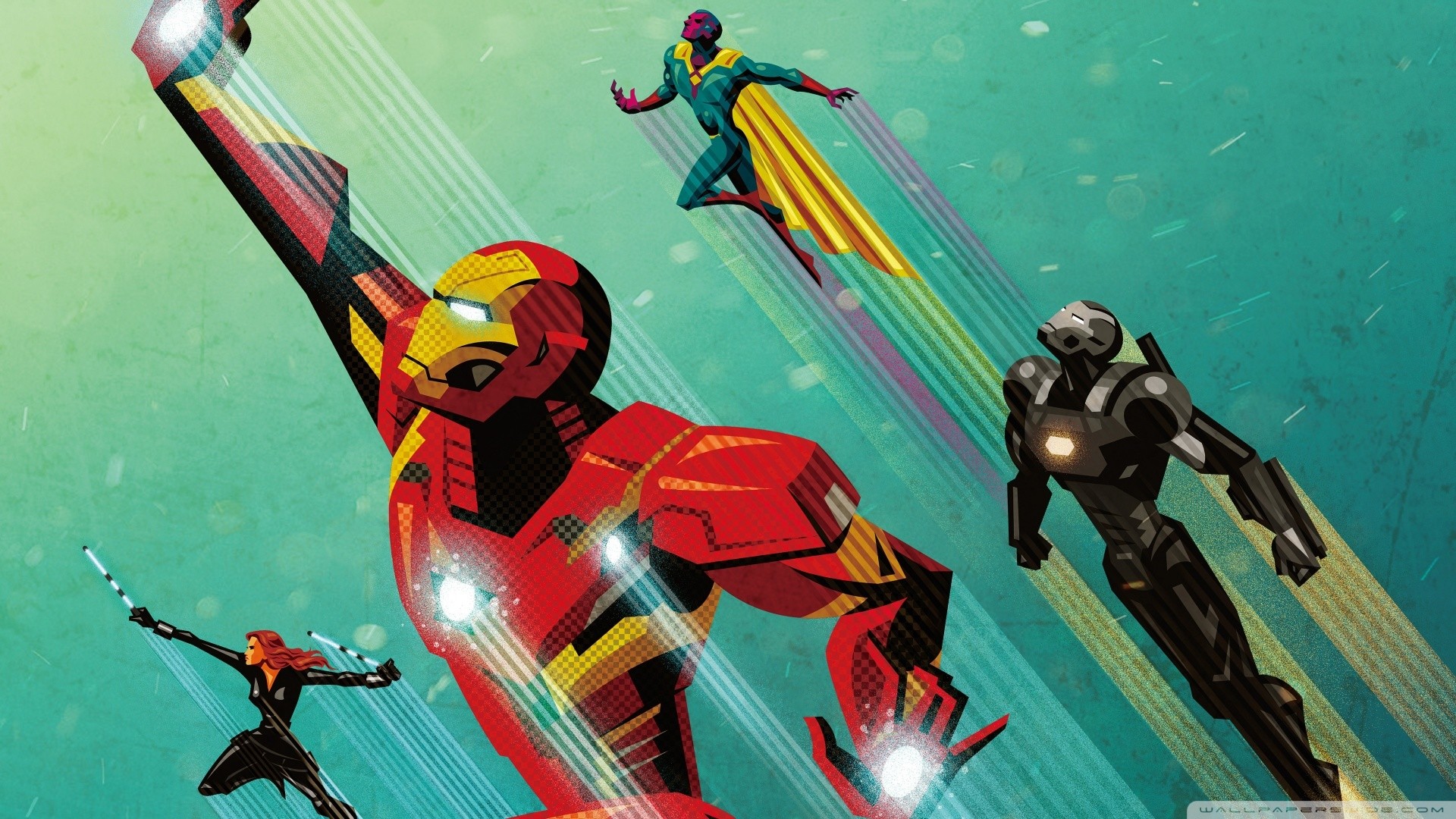 Iron Man, War Machine, Visione, Vedova Nera, Avengers: Age of Ultron, Illustrazione, sfondo per PC