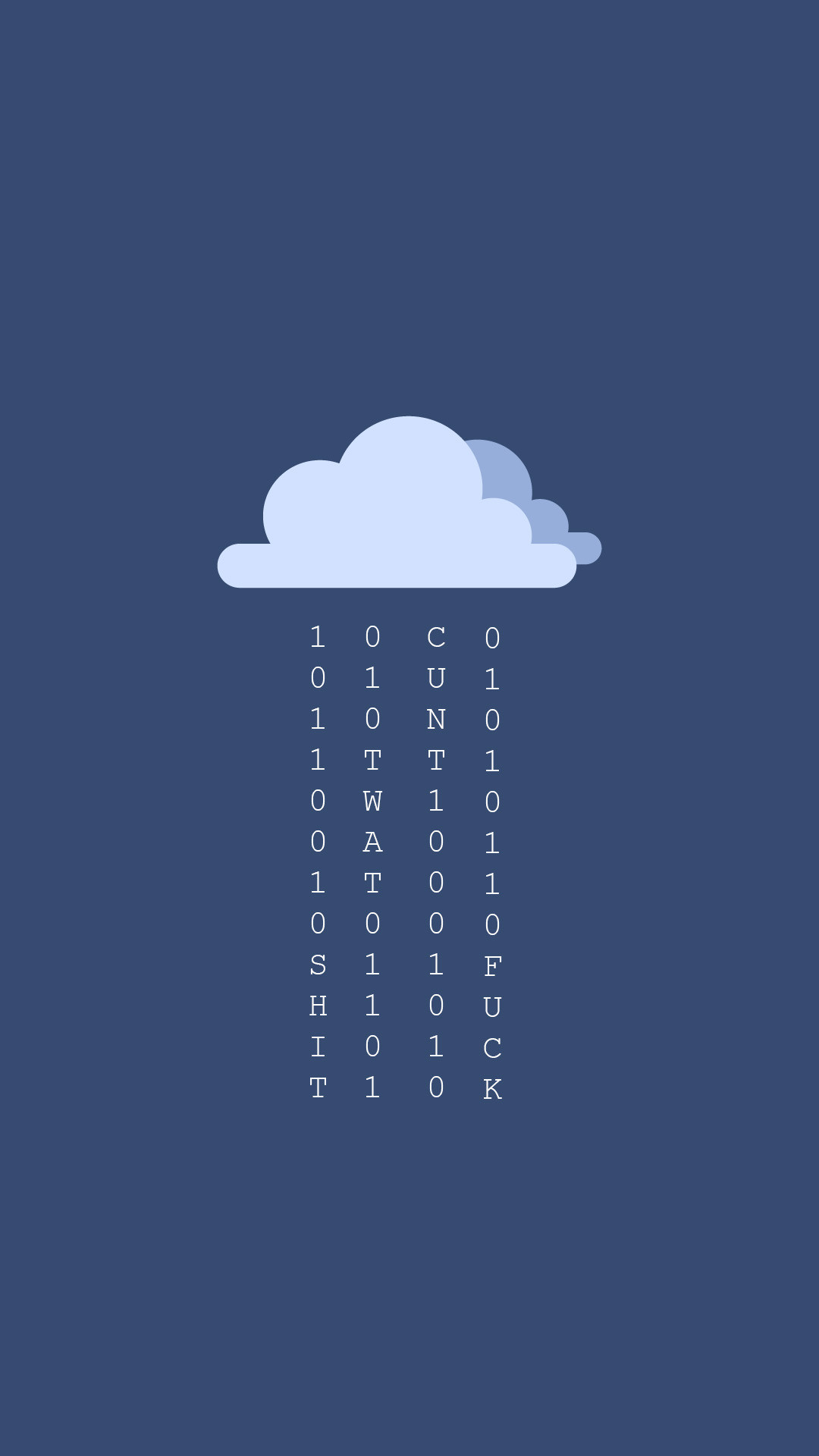 Nuvola, Pioggia di codice, Minimalista, Blu, wallpaper per iPhone e Android
