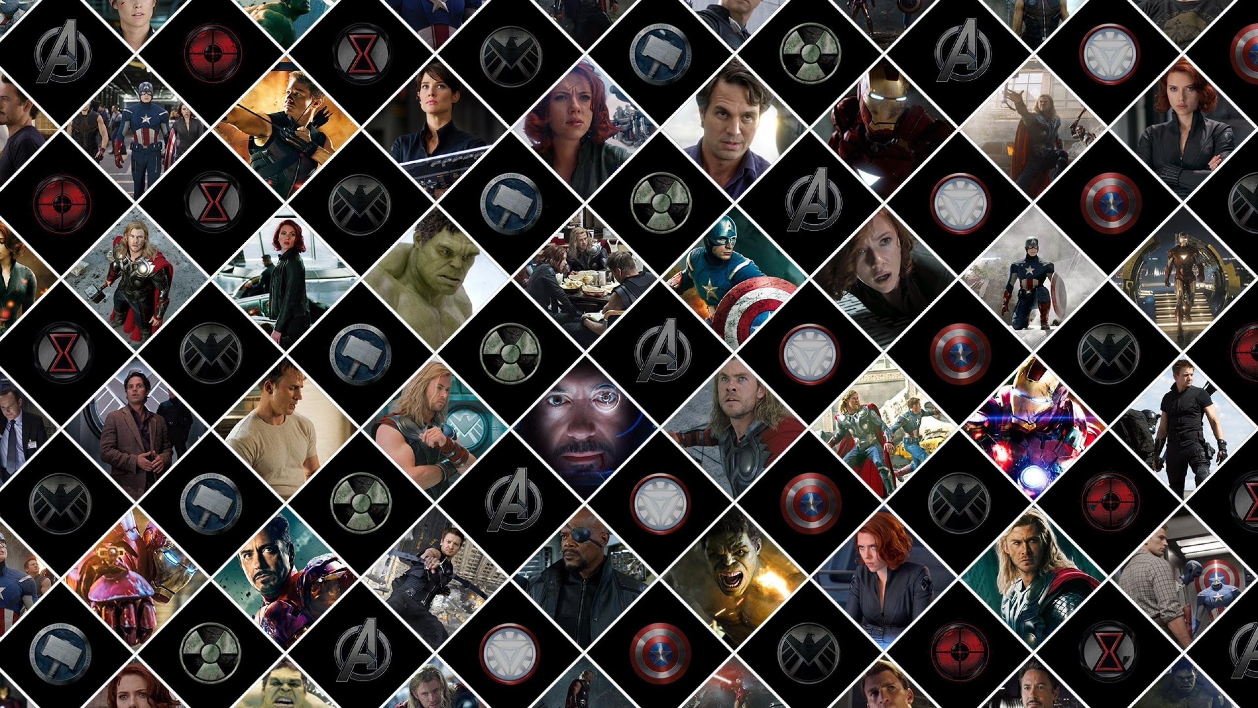 Avengers, Collage, Loghi, Mosaico, 2560x1440, sfondo per PC
