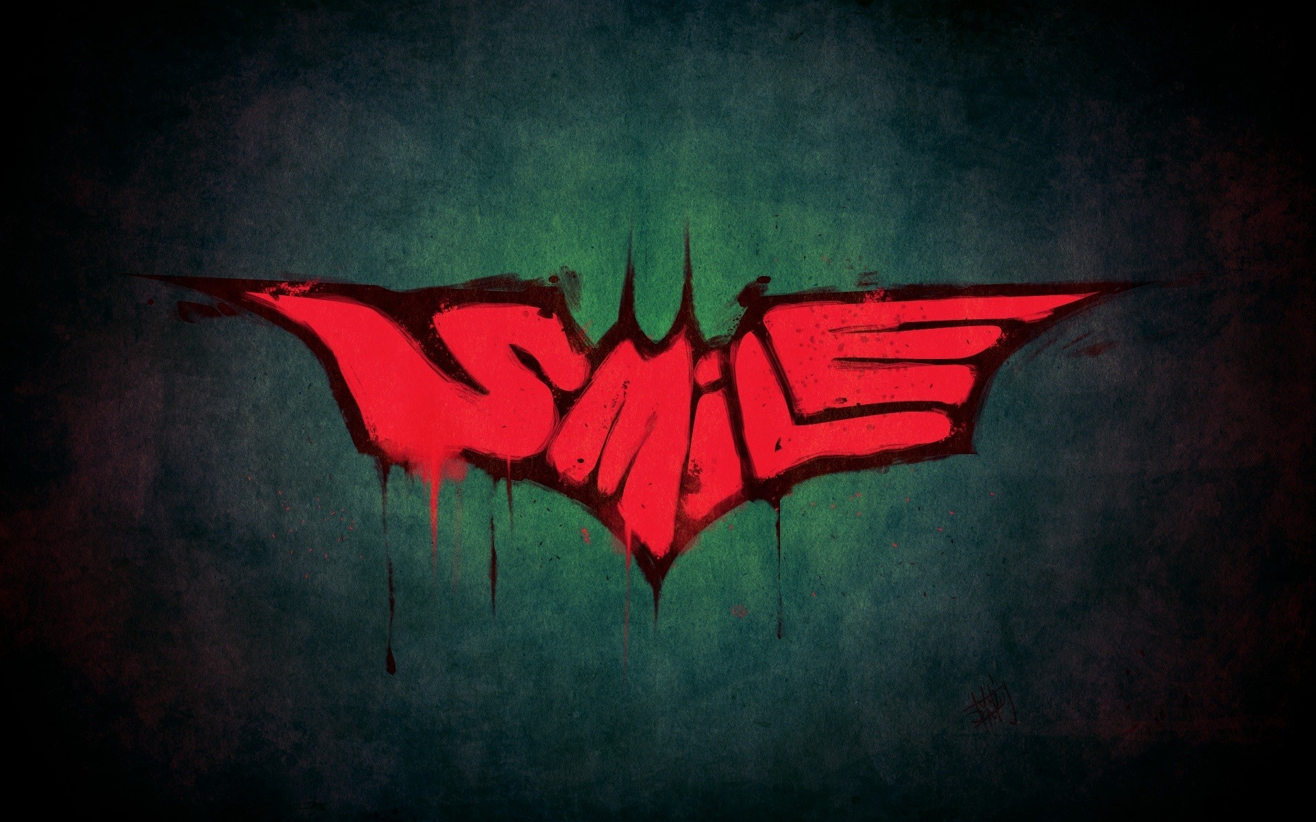 Logo Batman, Smile, Graffiti, Rosso, Grunge, 16:10 Full HD, sfondo widescreen
