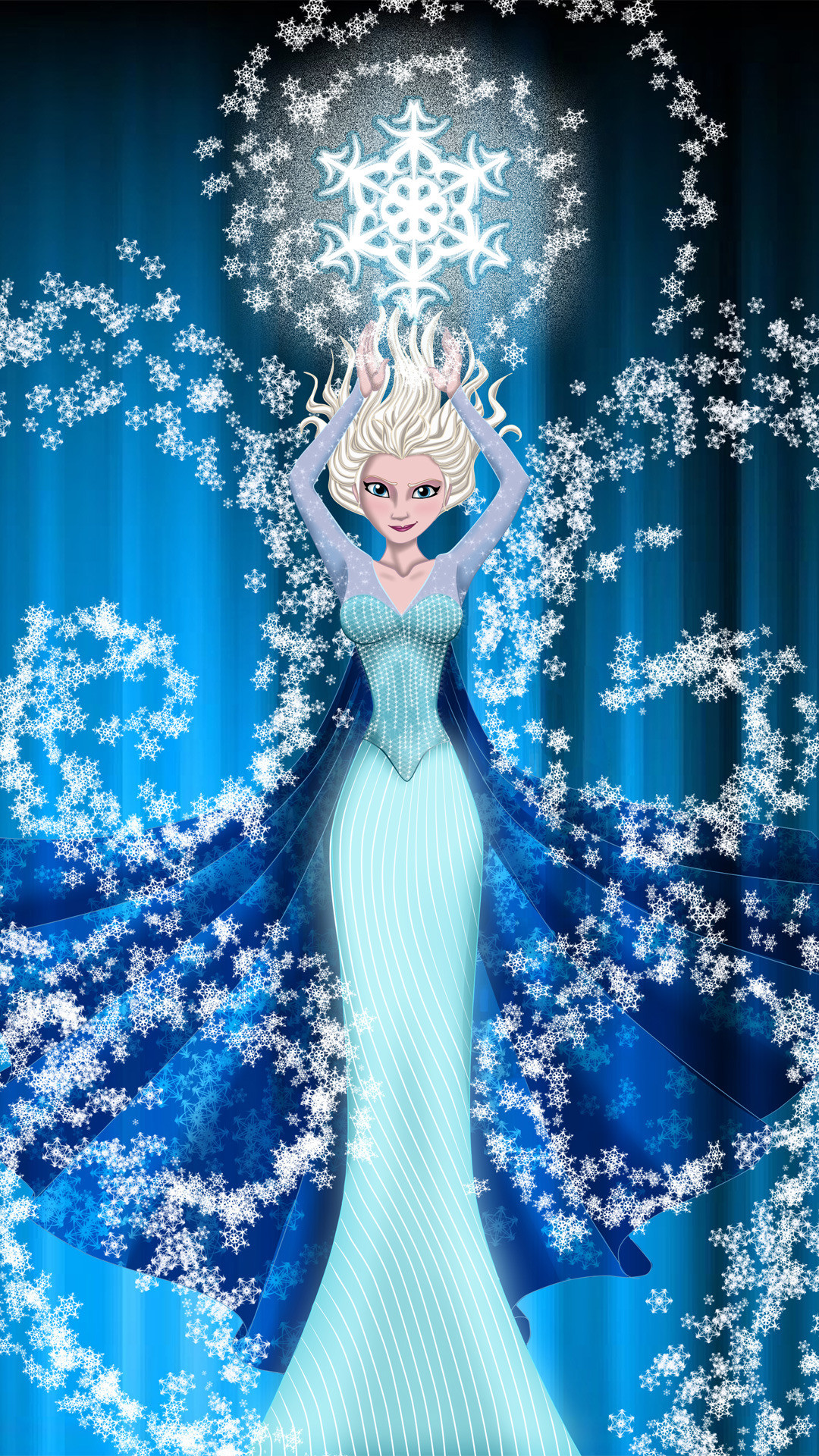 Elsa, Fiocchi di neve, Abito di ghiaccio, Full HD, sfondo per smartphone