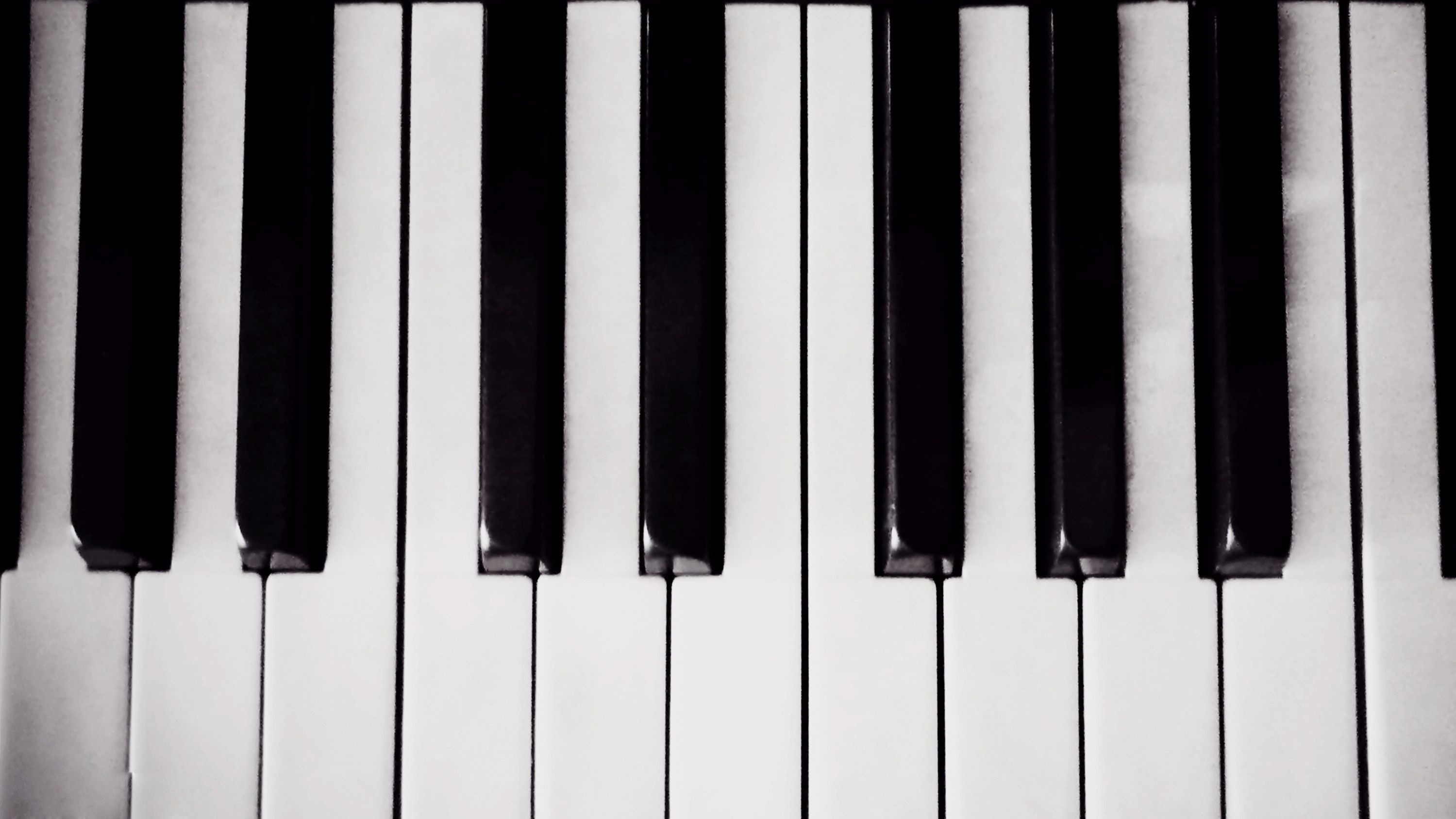 Tasti del pianoforte, Bianco e nero, Minimalista, 16:9 2K, sfondo widescreen
