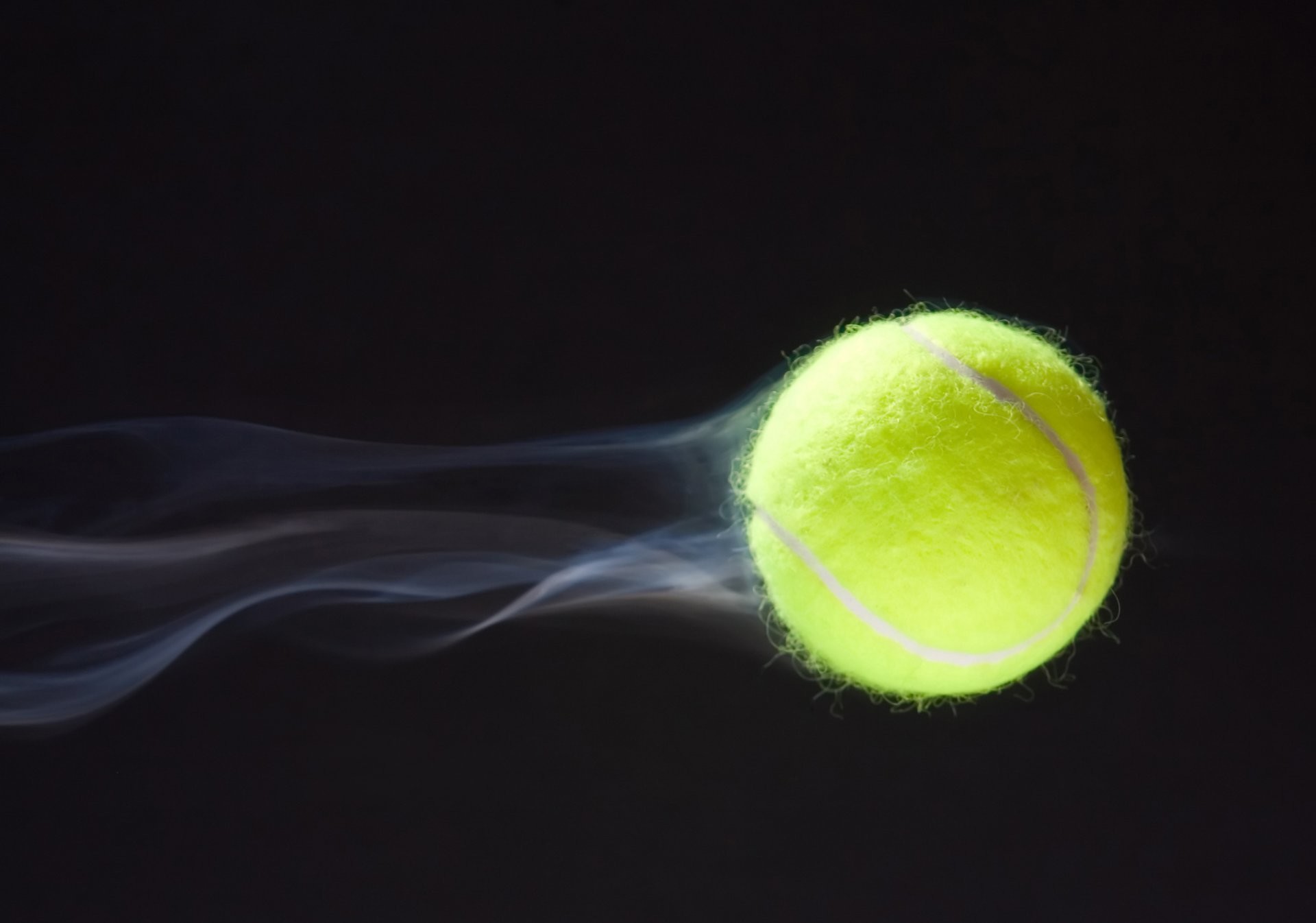 Pallina da tennis, Movimento, Scia di fumo, Sfondo nero, Full HD, wallpaper per portatile