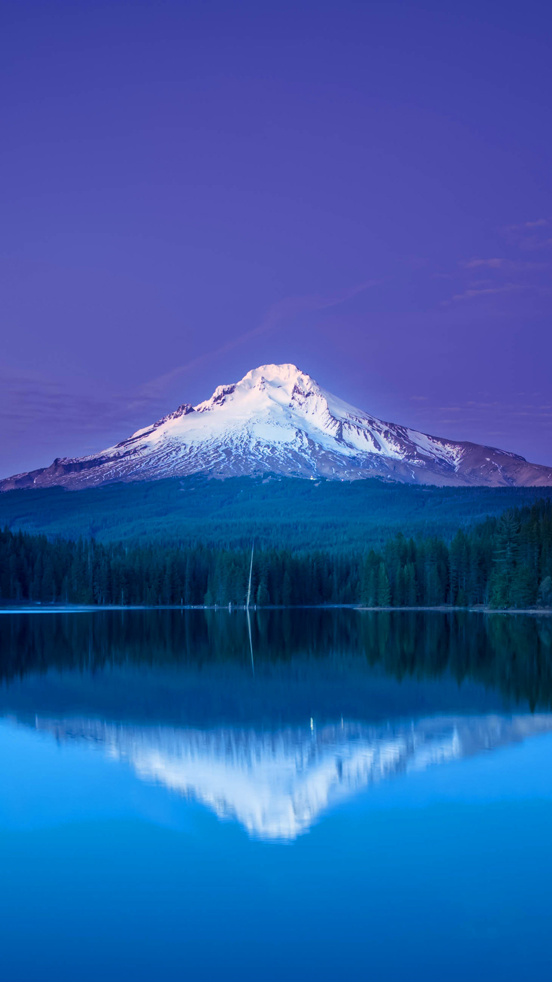 Mount Hood, Montagna innevata, Lago, Riflesso, Viola, Full HD, schermata di blocco iPhone