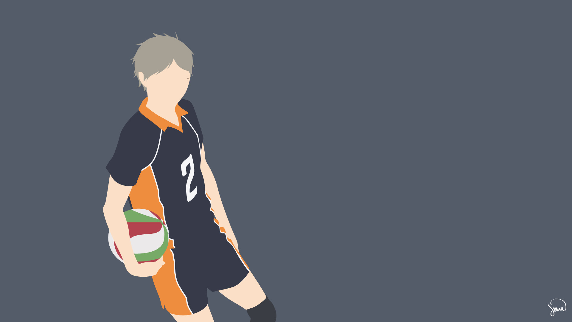 Koshi Sugawara, Haikyu!!, Minimalista, Sfondo grigio, 16:9 Full HD, wallpaper widescreen
